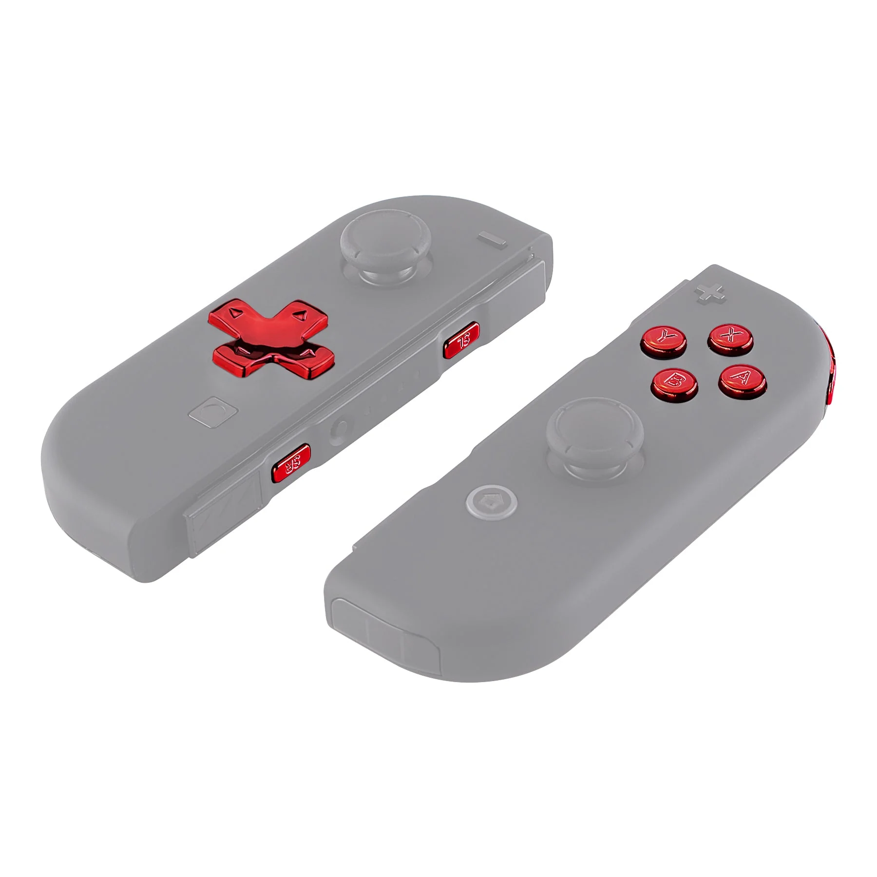 eXtremeRate Dpad Version Replacement Full Set Buttons for Joycon of Switch (D-pad ONLY Fits for eXtremeRate D-pad Shell for Joycon) - Chrome Red - Image 6