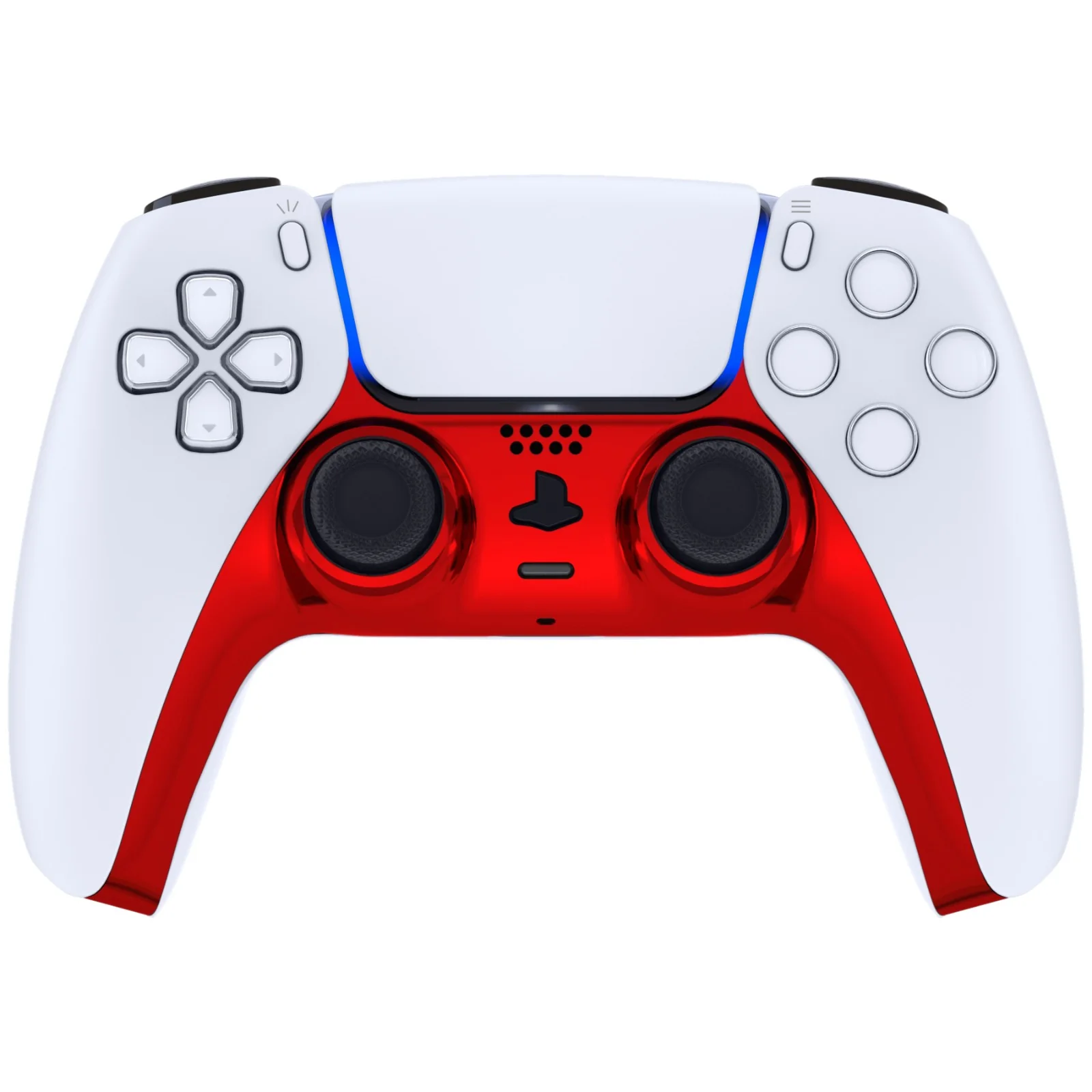 eXtremeRate Replacement Decorative Trim Shell with Accent Rings Compatible with PS5 Controller BDM-010/020/030/040/050 - Chrome Red Glossy - Image 2