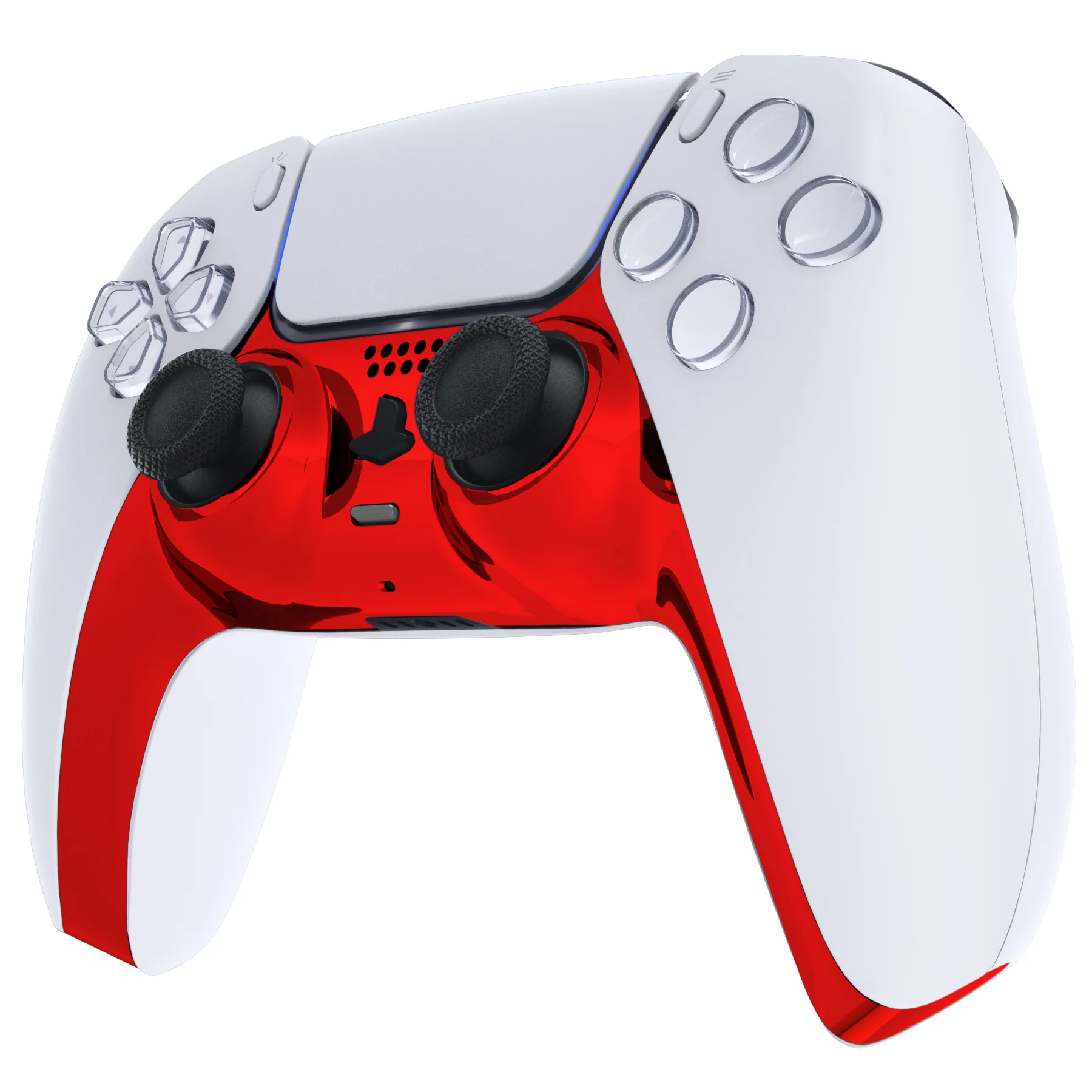 eXtremeRate Replacement Decorative Trim Shell with Accent Rings Compatible with PS5 Controller BDM-010/020/030/040/050 - Chrome Red Glossy - Image 4