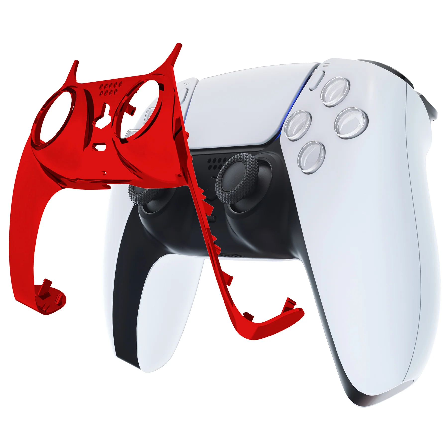 eXtremeRate Replacement Decorative Trim Shell with Accent Rings Compatible with PS5 Controller BDM-010/020/030/040/050 - Chrome Red Glossy - Image 7