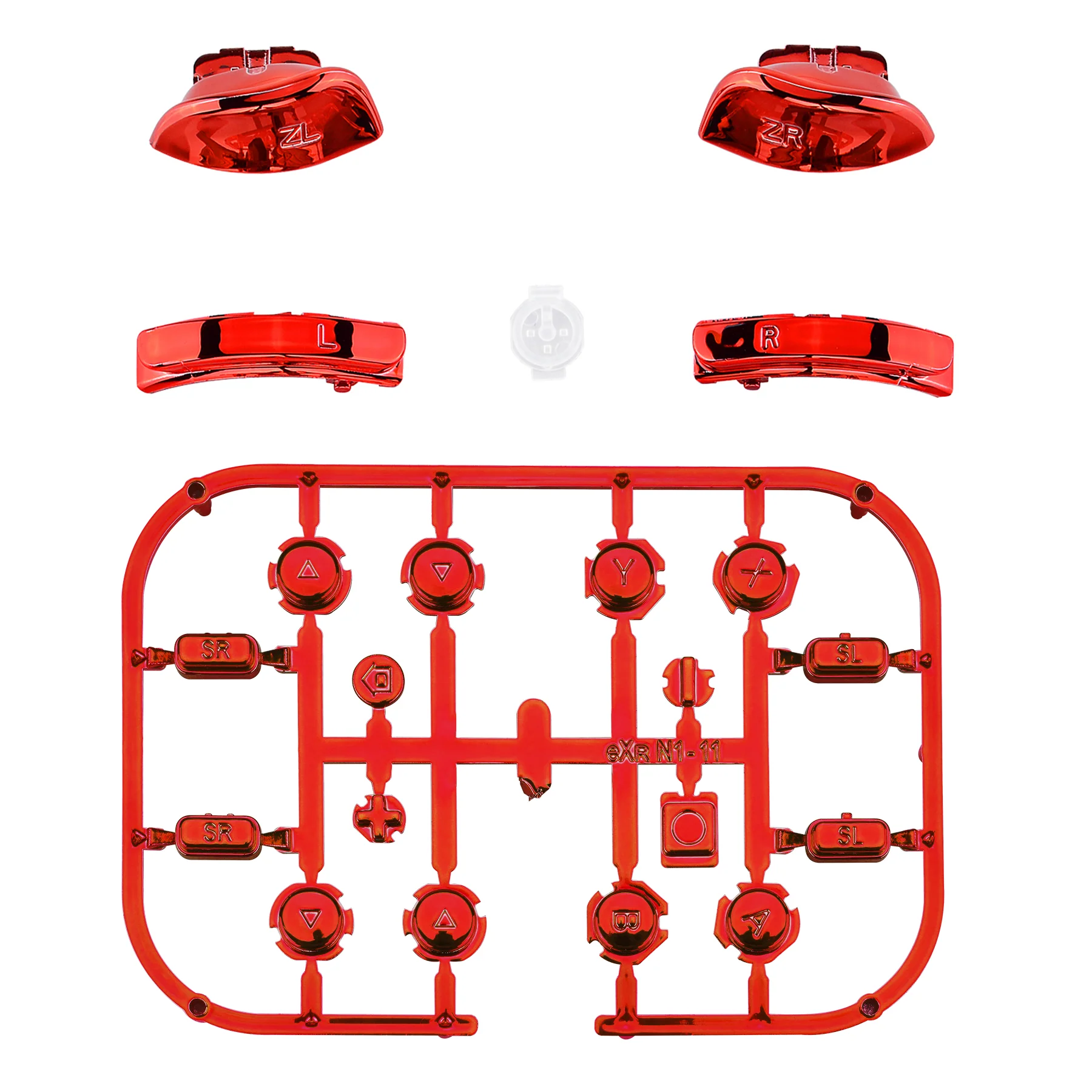 eXtremeRate Replacement Full Set Buttons for Joycon of NS Switch - Chrome Red Glossy - Image 2