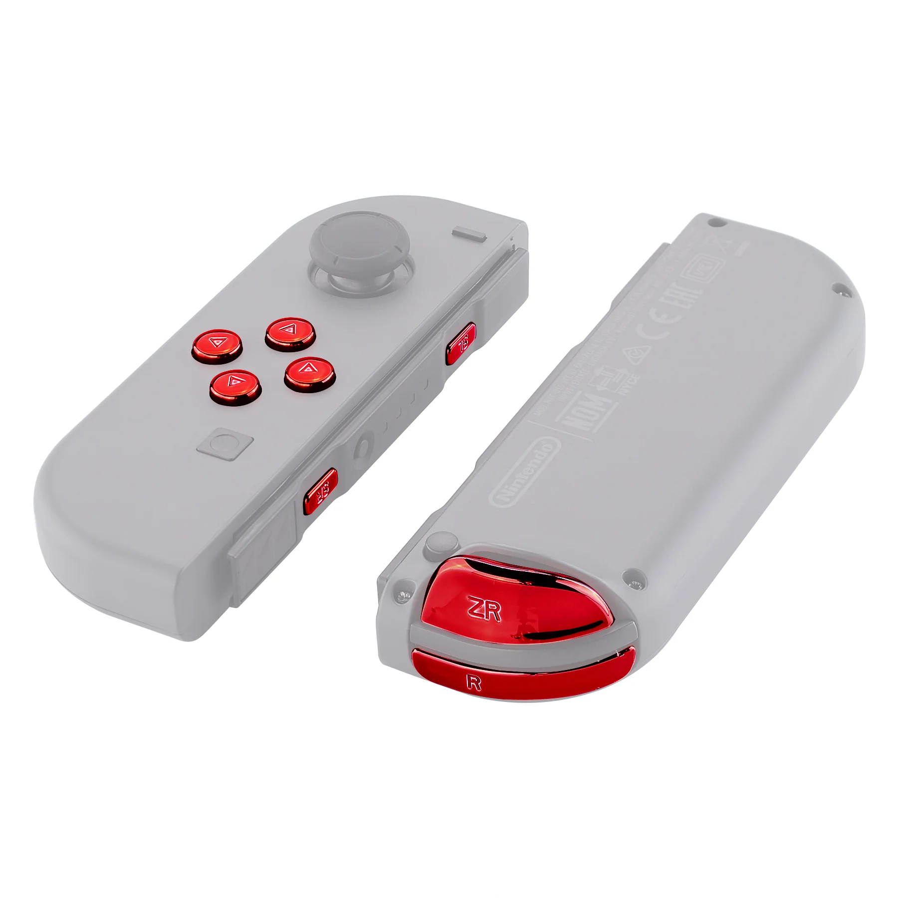 eXtremeRate Replacement Full Set Buttons for Joycon of NS Switch - Chrome Red Glossy - Image 5