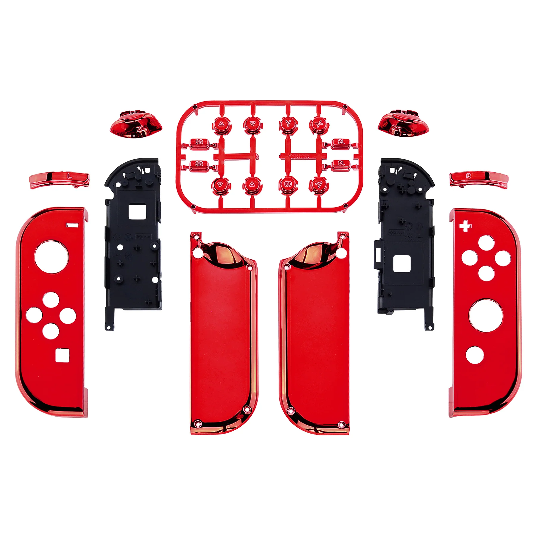 eXtremeRate Replacement Full Set Shell Case with Buttons for Joycon of NS Switch - Chrome Red - Image 2