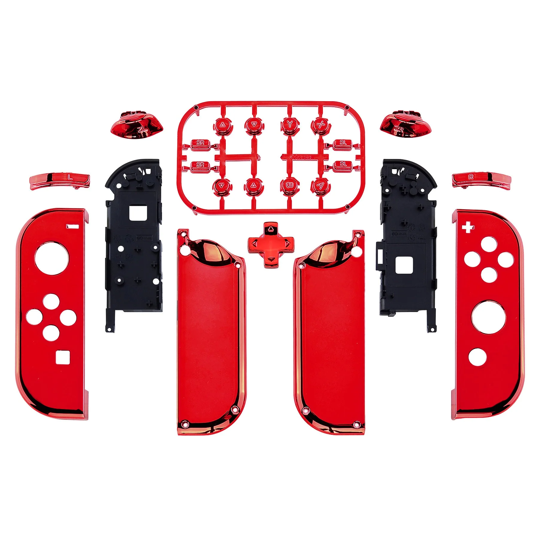 eXtremeRate Dpad Version Replacement Full Set Shell Case with Buttons for Joycon of NS Switch - Chrome Red - Image 2
