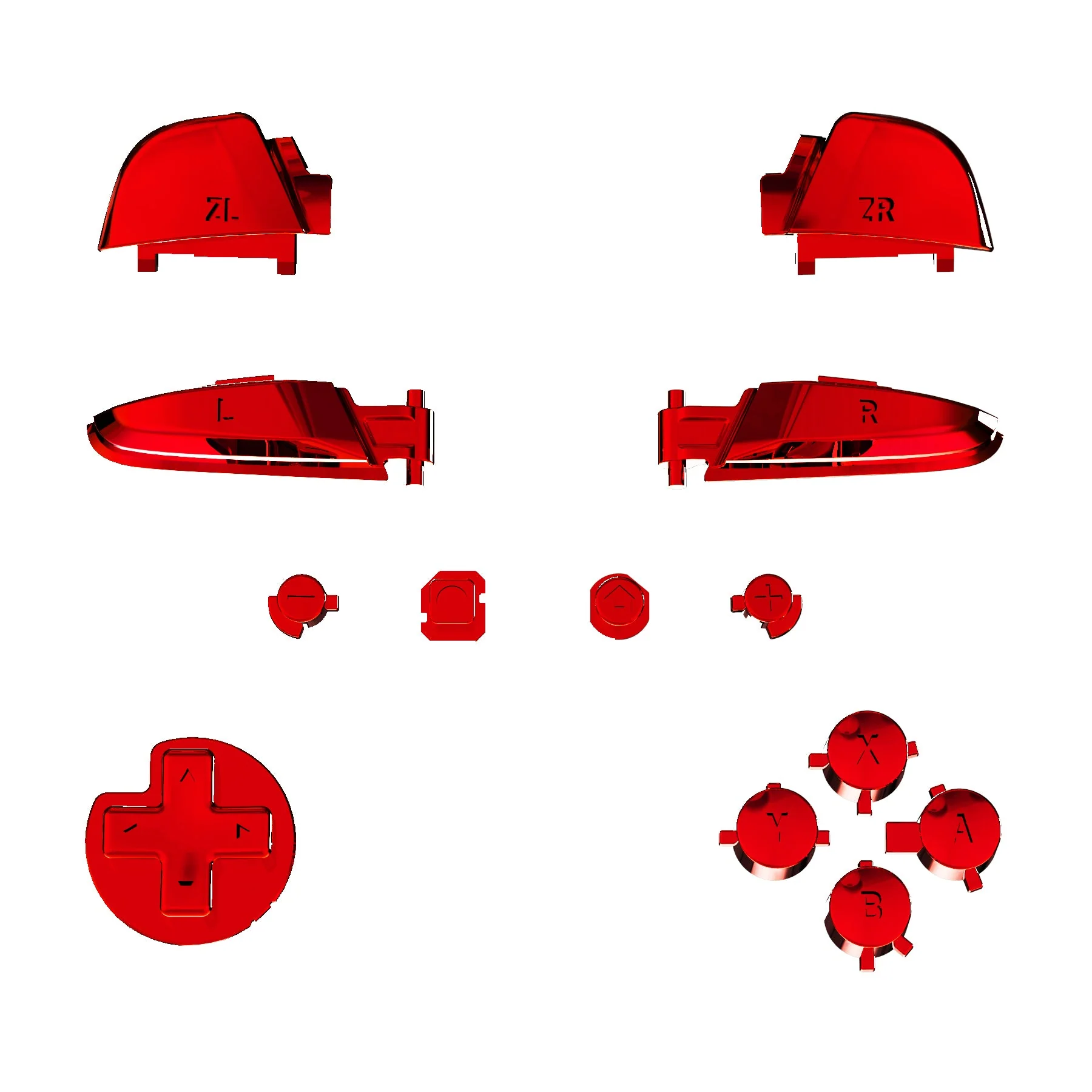 eXtremeRate DIY Replacement Full Set Buttons for Nintendo Switch Pro Controller - Chrome Red Glossy - Image 2