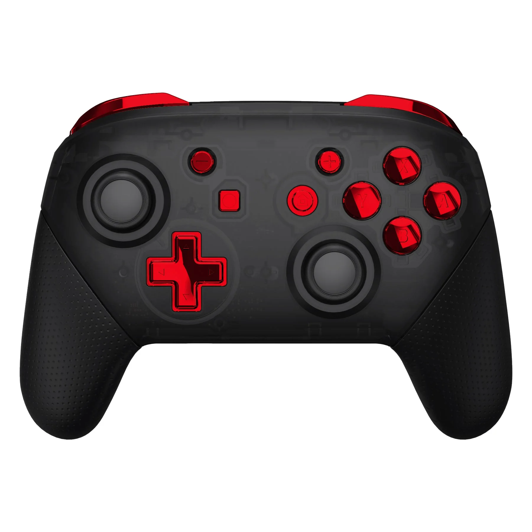 eXtremeRate DIY Replacement Full Set Buttons for Nintendo Switch Pro Controller - Chrome Red Glossy - Image 3