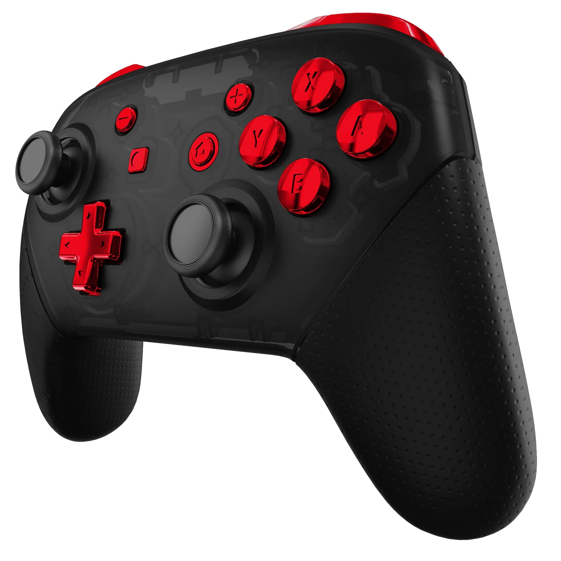 eXtremeRate DIY Replacement Full Set Buttons for Nintendo Switch Pro Controller - Chrome Red Glossy - Image 4