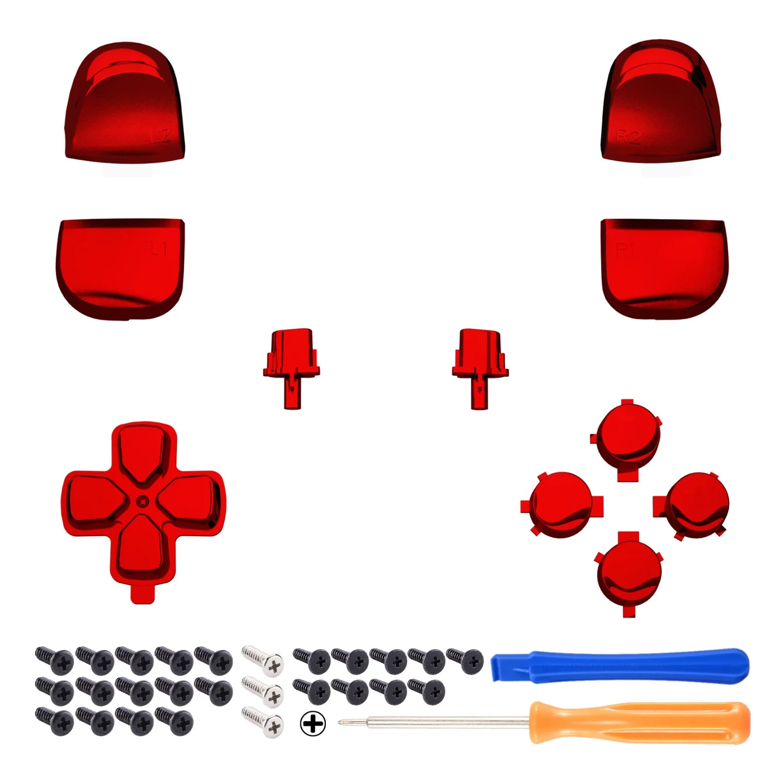 eXtremeRate Replacement Full Set Buttons Compatible with PS5 Controller BDM-010/020 - Chrome Red - Image 8