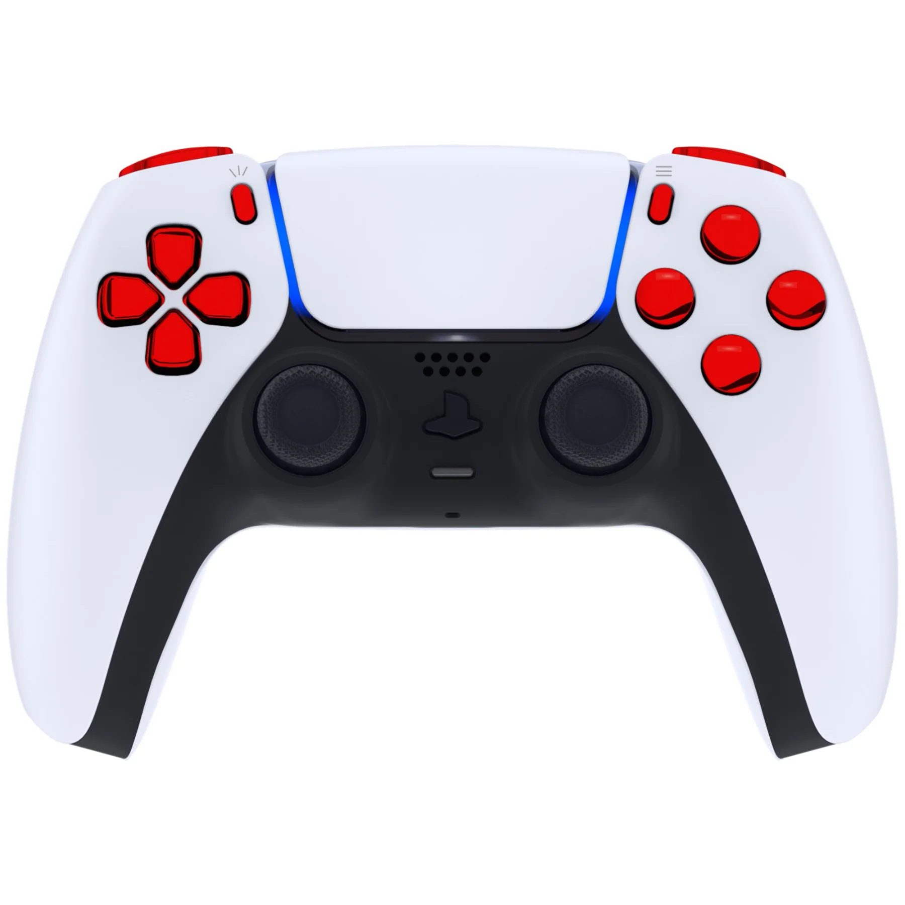 eXtremeRate Replacement Full Set Buttons Compatible with PS5 Controller BDM-030/040/050/060 - Chrome Red - Image 4