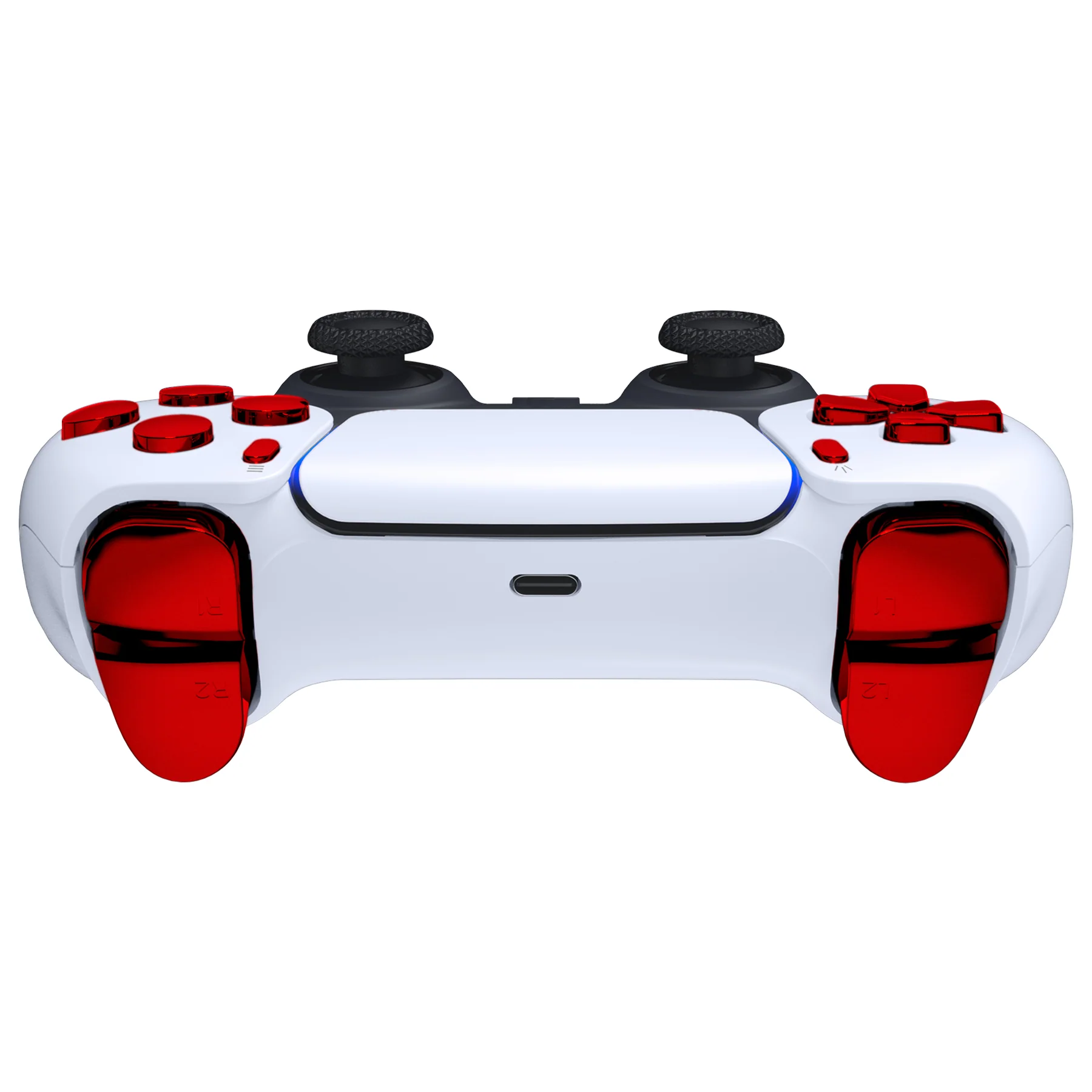 eXtremeRate Replacement Full Set Buttons Compatible with PS5 Controller BDM-030/040/050/060 - Chrome Red - Image 8