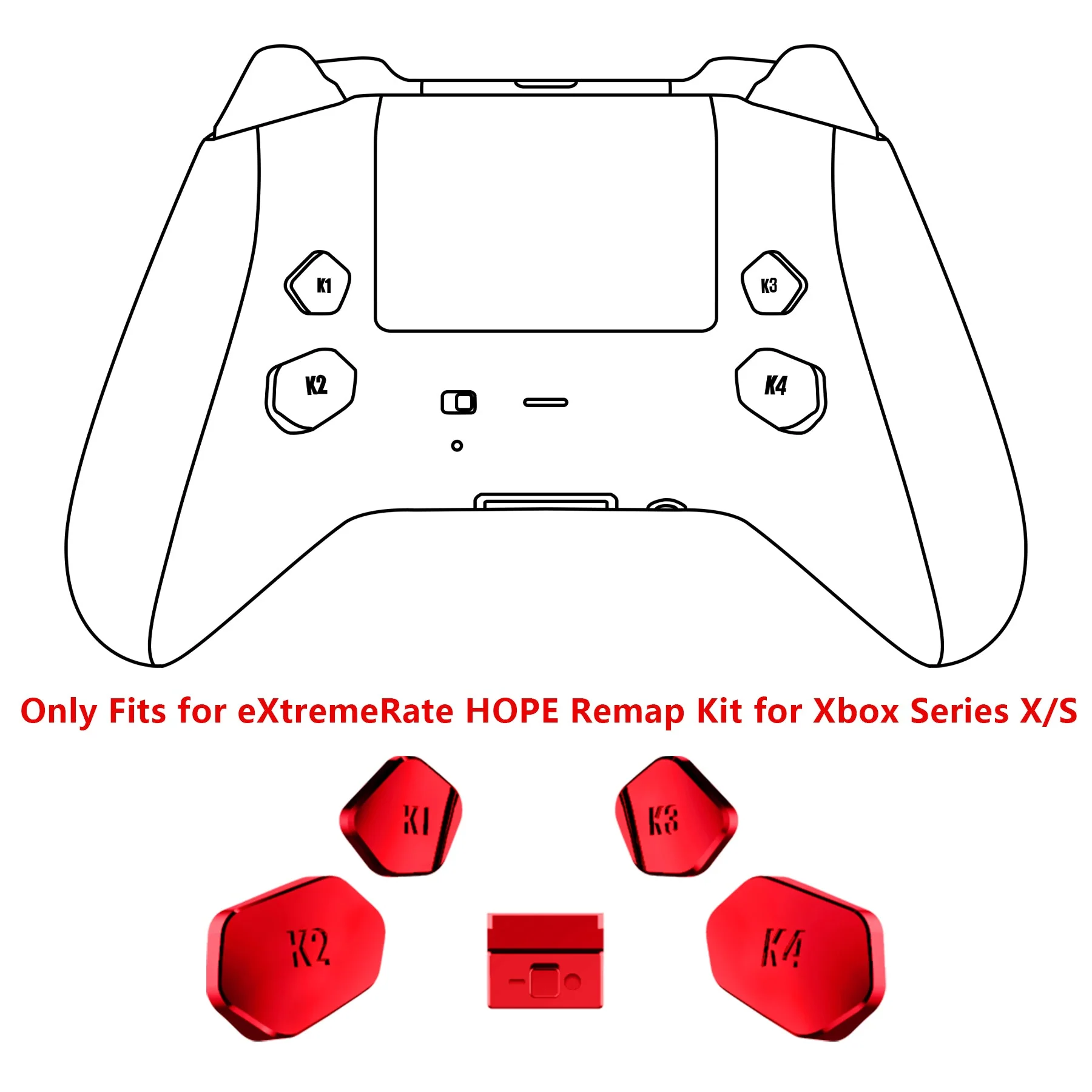 eXtremeRate Redesigned K1 K2 K3 K4 Back Buttons Paddles & Toggle Switch for eXtremerate Hope Remap Kit, Compatible with Xbox Series X/S Controller - Chrome Red - Image 3