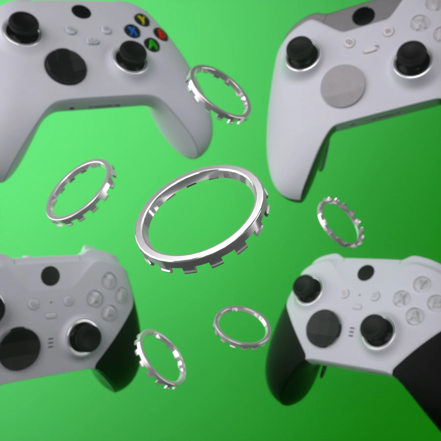 eXtremeRate Custom Accent Rings for Xbox Elite Series 2 Core & for Elite Series 2 & for Xbox One Elite Controller, Compatible with eXtremeRate ASR Version Shell for Xbox Series X/S Controller - Chrome Silver - Image 9