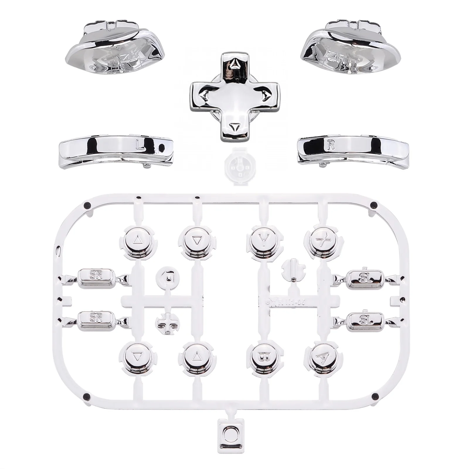 eXtremeRate Dpad Version Replacement Full Set Buttons for Joycon of Switch (D-pad ONLY Fits for eXtremeRate D-pad Shell for Joycon) - Chrome Silver - Image 2