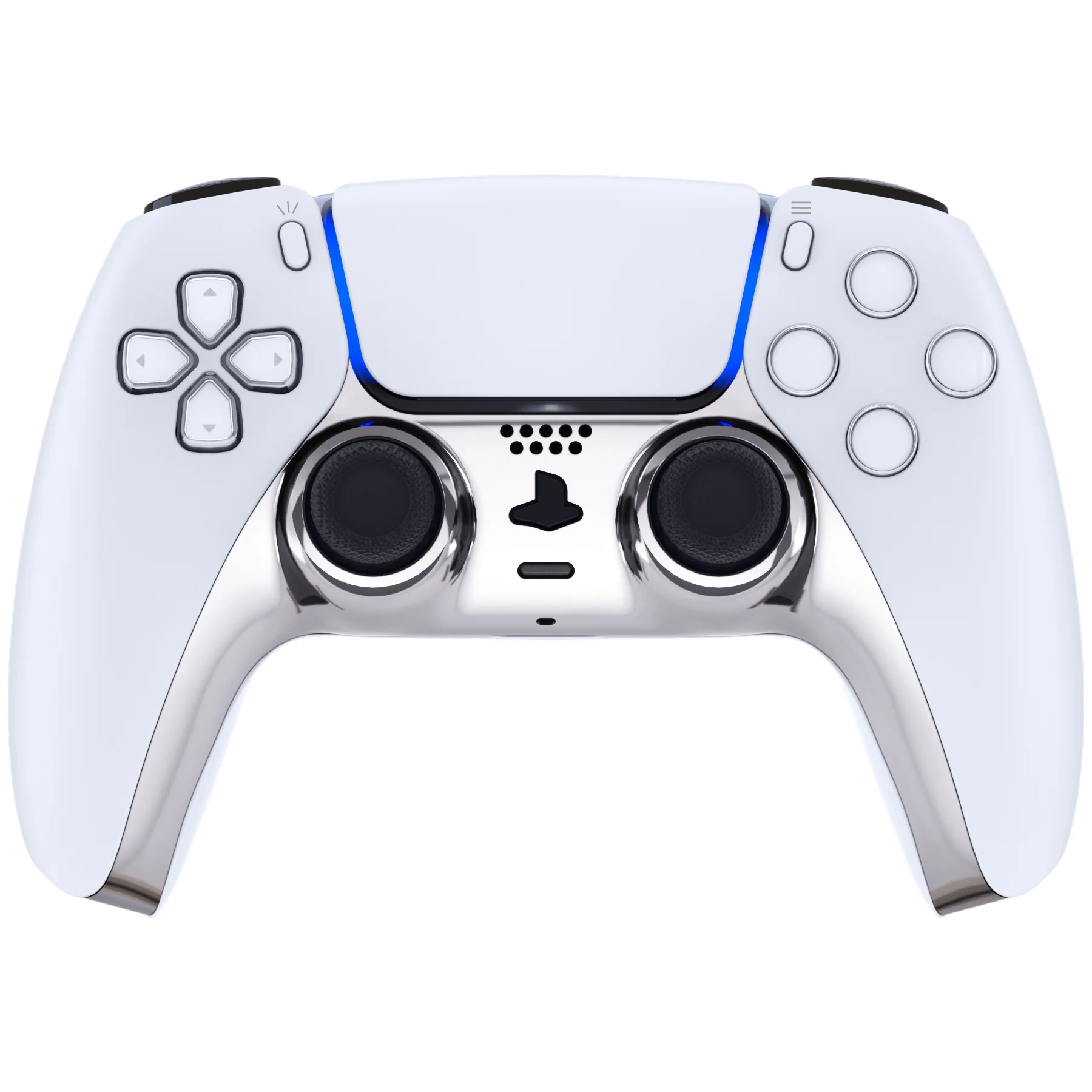 eXtremeRate Replacement Decorative Trim Shell with Accent Rings Compatible with PS5 Controller BDM-010/020/030/040/050 - Chrome Silver Glossy - Image 2