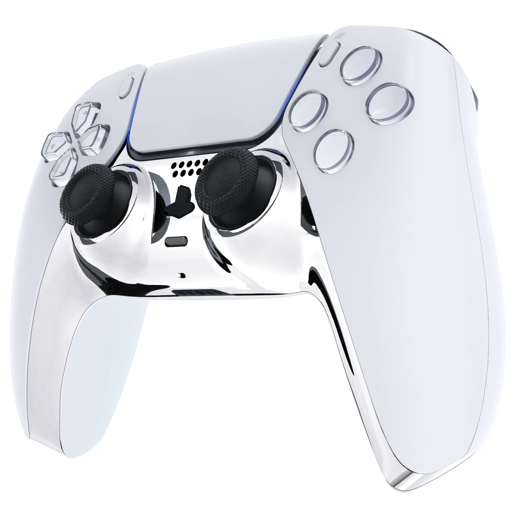 eXtremeRate Replacement Decorative Trim Shell with Accent Rings Compatible with PS5 Controller BDM-010/020/030/040/050 - Chrome Silver Glossy - Image 4
