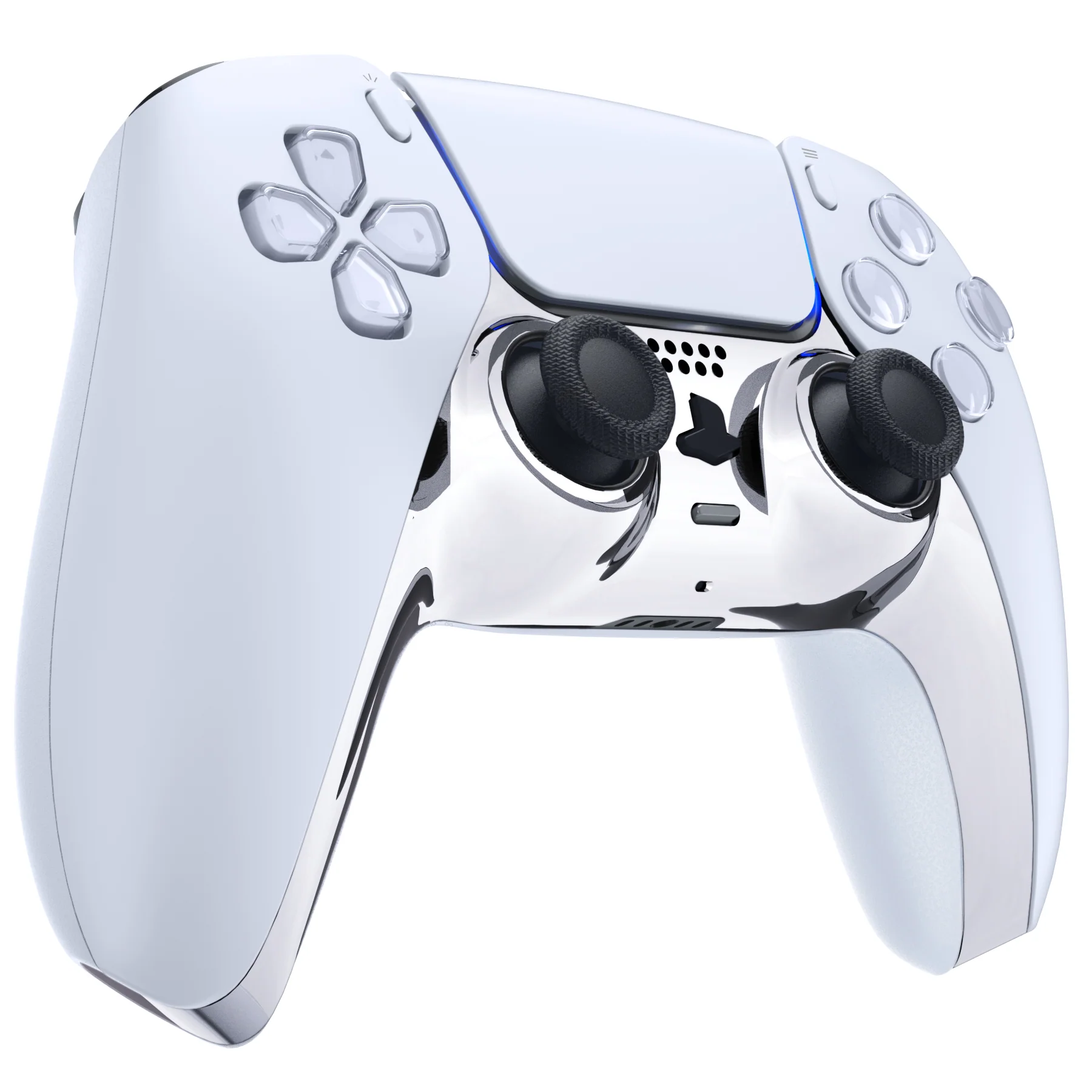 eXtremeRate Replacement Decorative Trim Shell with Accent Rings Compatible with PS5 Controller BDM-010/020/030/040/050 - Chrome Silver Glossy - Image 5