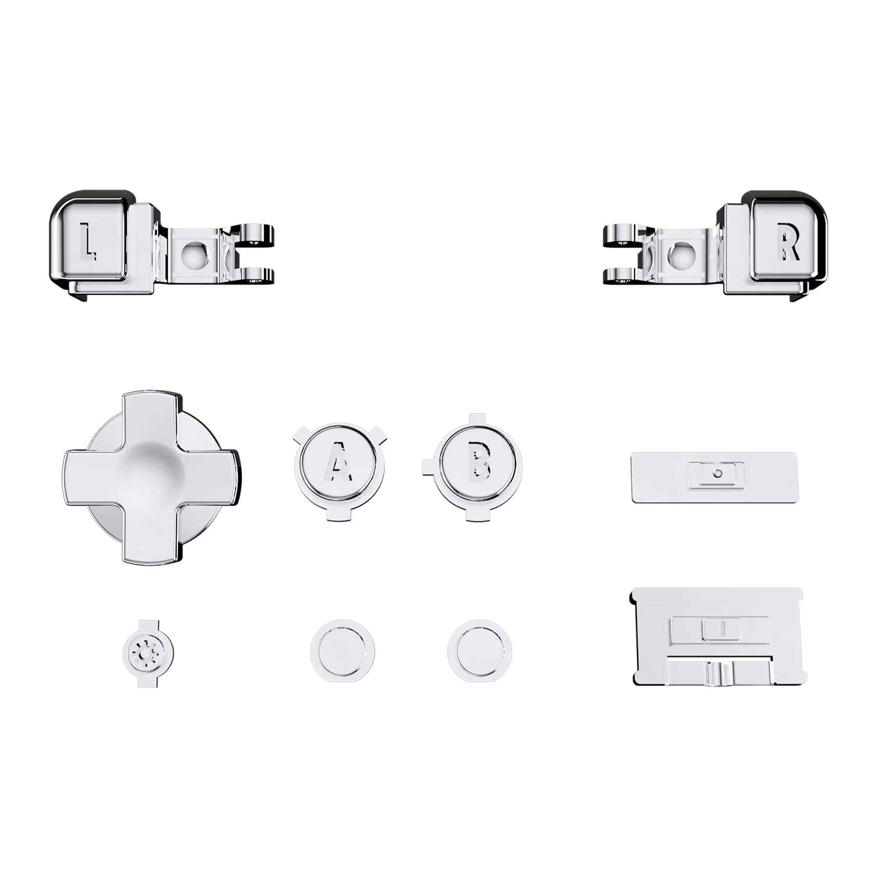 eXtremeRate Custom Replacement Full Set Buttons for Gameboy Advance SP GBA SP Console - Chrome Silver Glossy - Image 8