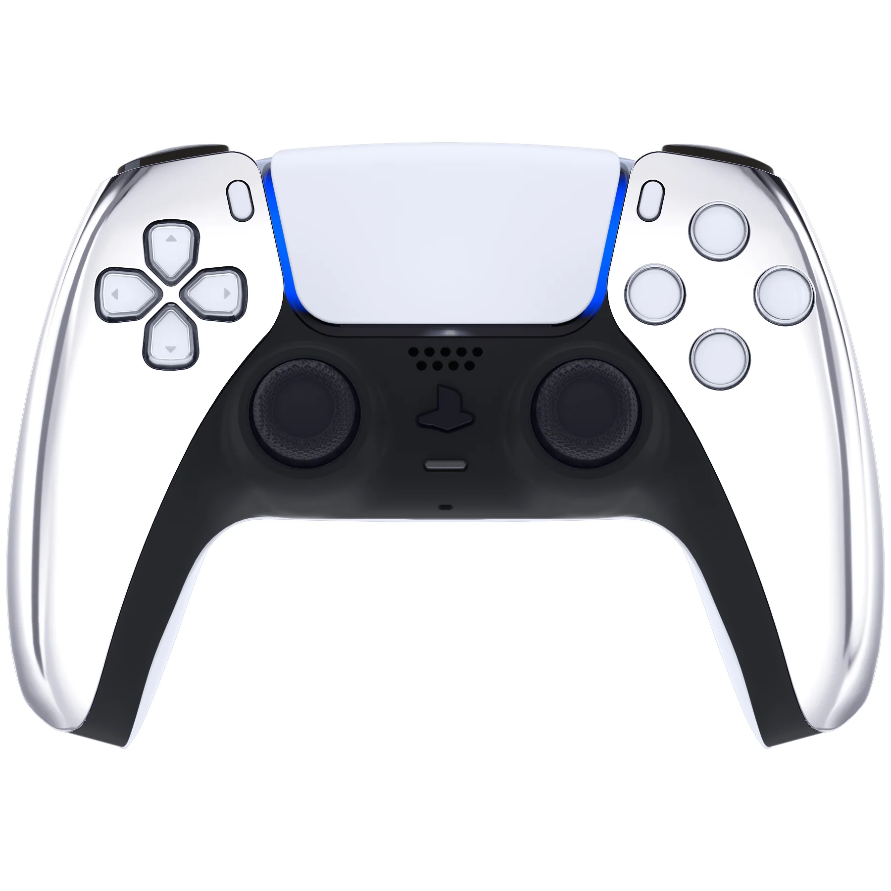 eXtremeRate Replacement Front Housing Shell Compatible with PS5 Controller BDM-010/020/030/040/050 - Chrome Silver Glossy - Image 2