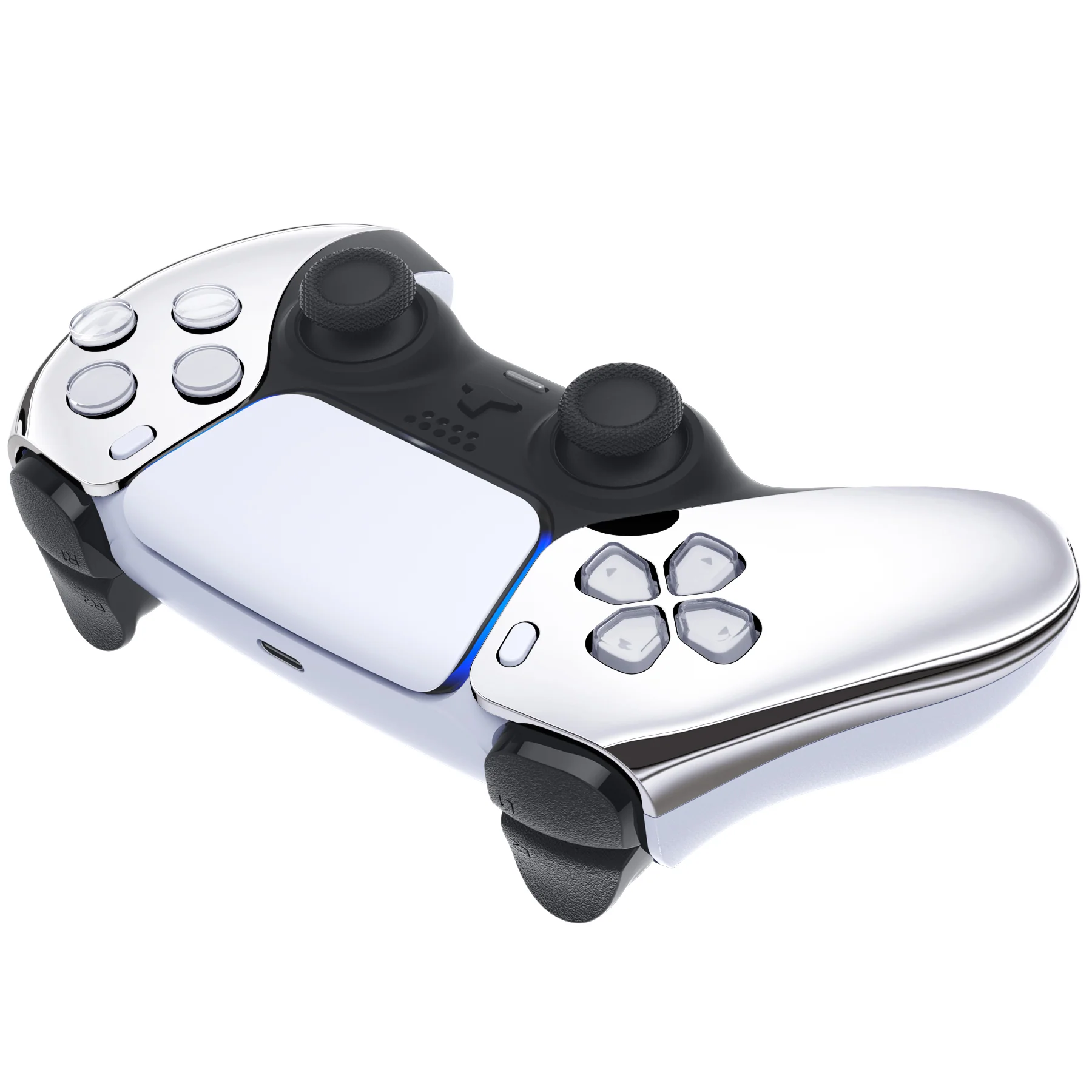 eXtremeRate Replacement Front Housing Shell Compatible with PS5 Controller BDM-010/020/030/040/050 - Chrome Silver Glossy - Image 6