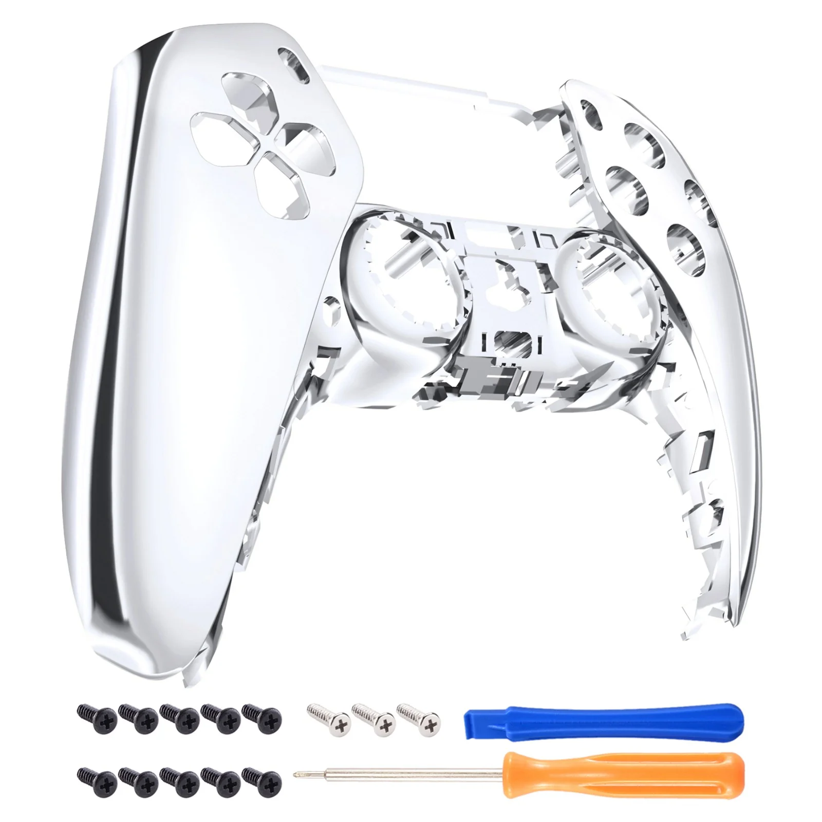 eXtremeRate Replacement Front Housing Shell Compatible with PS5 Controller BDM-010/020/030/040/050 - Chrome Silver Glossy - Image 8