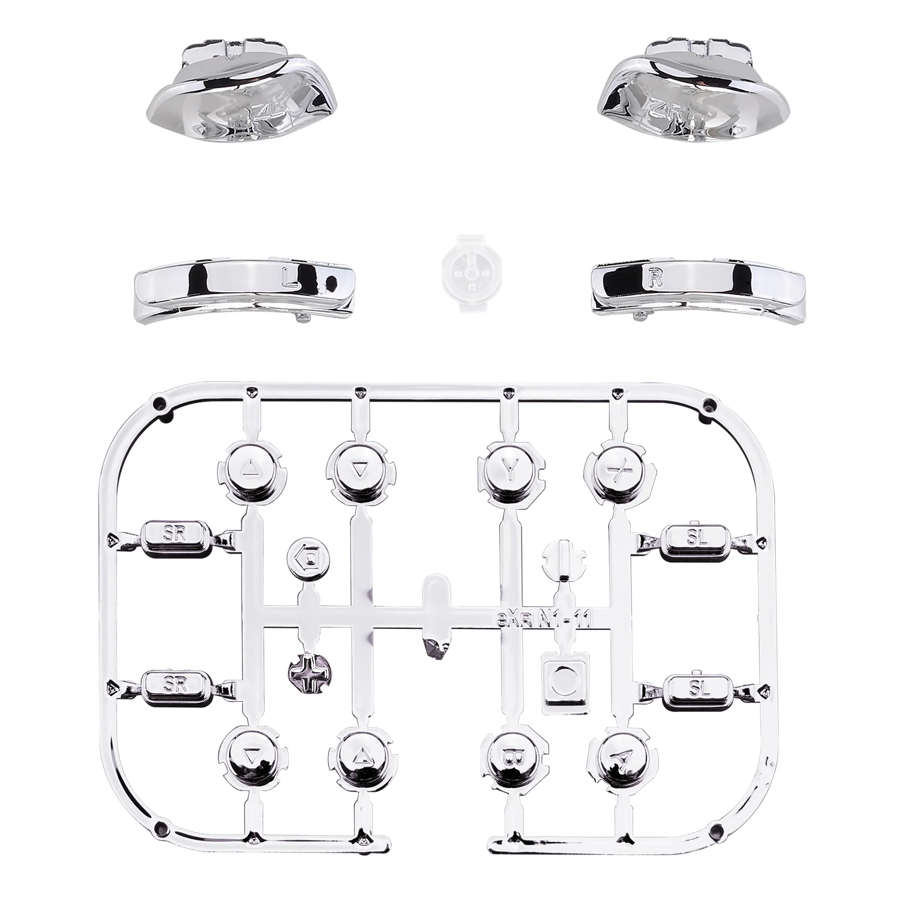 eXtremeRate Replacement Full Set Buttons for Joycon of NS Switch - Chrome Silver Glossy - Image 2