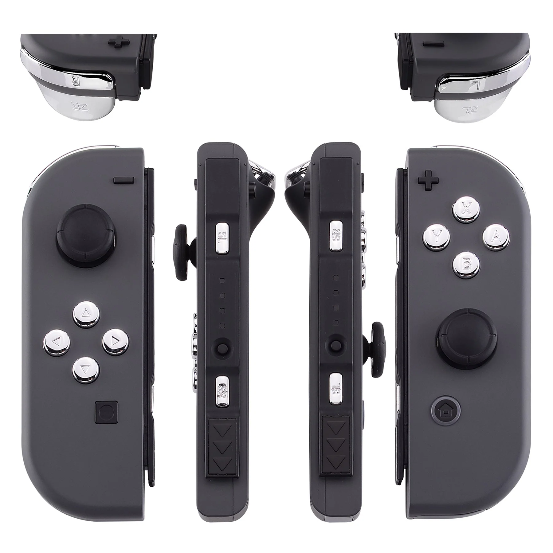 eXtremeRate Replacement Full Set Buttons for Joycon of NS Switch - Chrome Silver Glossy - Image 3