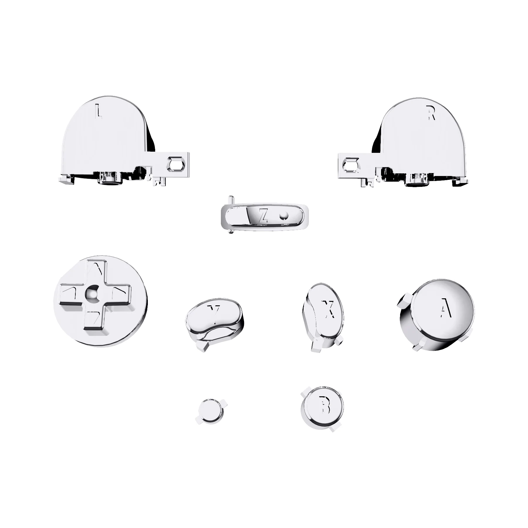 eXtremeRate DIY Replacement Full Set Buttons & Thumbsticks for Nintendo GameCube Controller NGC - Chrome Silver - Image 8