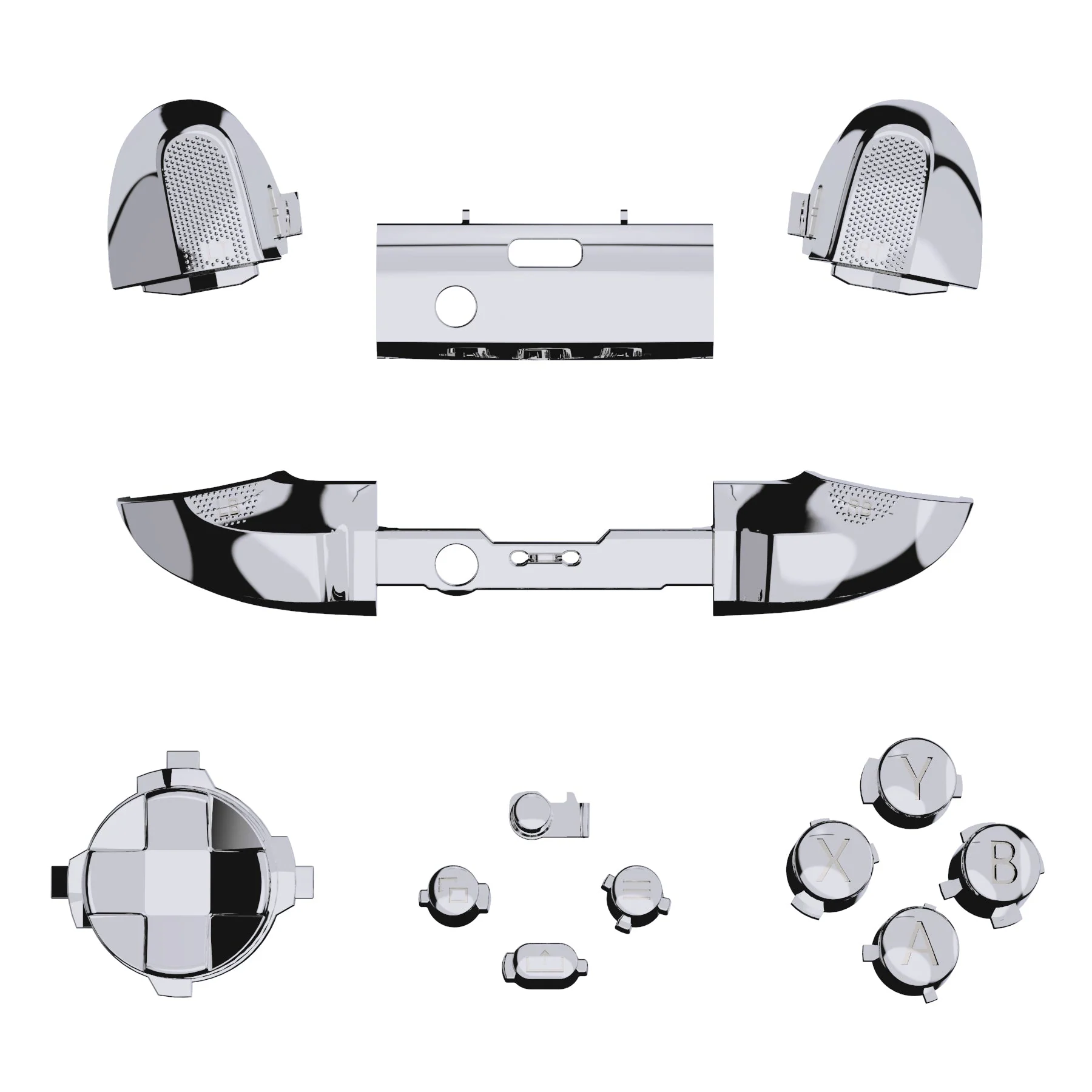 eXtremeRate Replacement Full Set Buttons for Xbox Series X & S Controller - Chrome Silver - Image 2