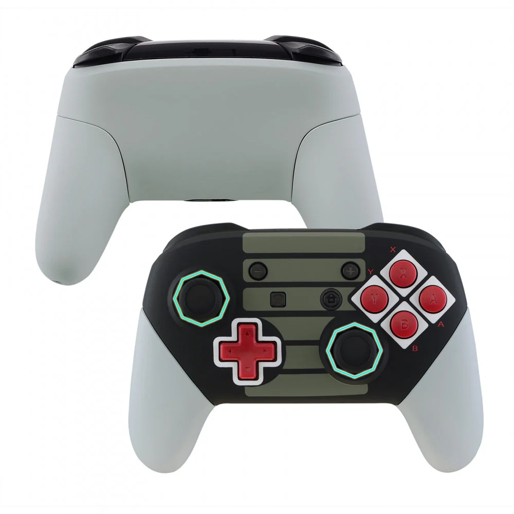 eXtremeRate Octagonal Gated Sticks Design Replacement Full Set Shell Faceplate Backplate Handles with Red D-pad ABXY Buttons for Nintendo Switch Pro - Classic NES Style - Image 2