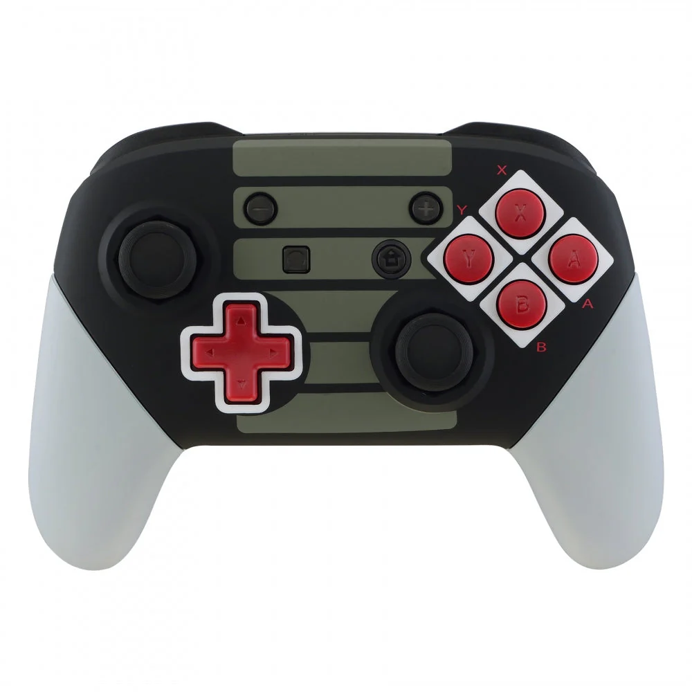 eXtremeRate Octagonal Gated Sticks Design Replacement Full Set Shell Faceplate Backplate Handles with Red D-pad ABXY Buttons for Nintendo Switch Pro - Classic NES Style - Image 4