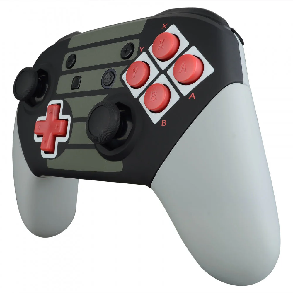 eXtremeRate Octagonal Gated Sticks Design Replacement Full Set Shell Faceplate Backplate Handles with Red D-pad ABXY Buttons for Nintendo Switch Pro - Classic NES Style - Image 5