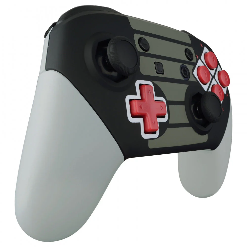 eXtremeRate Octagonal Gated Sticks Design Replacement Full Set Shell Faceplate Backplate Handles with Red D-pad ABXY Buttons for Nintendo Switch Pro - Classic NES Style - Image 6