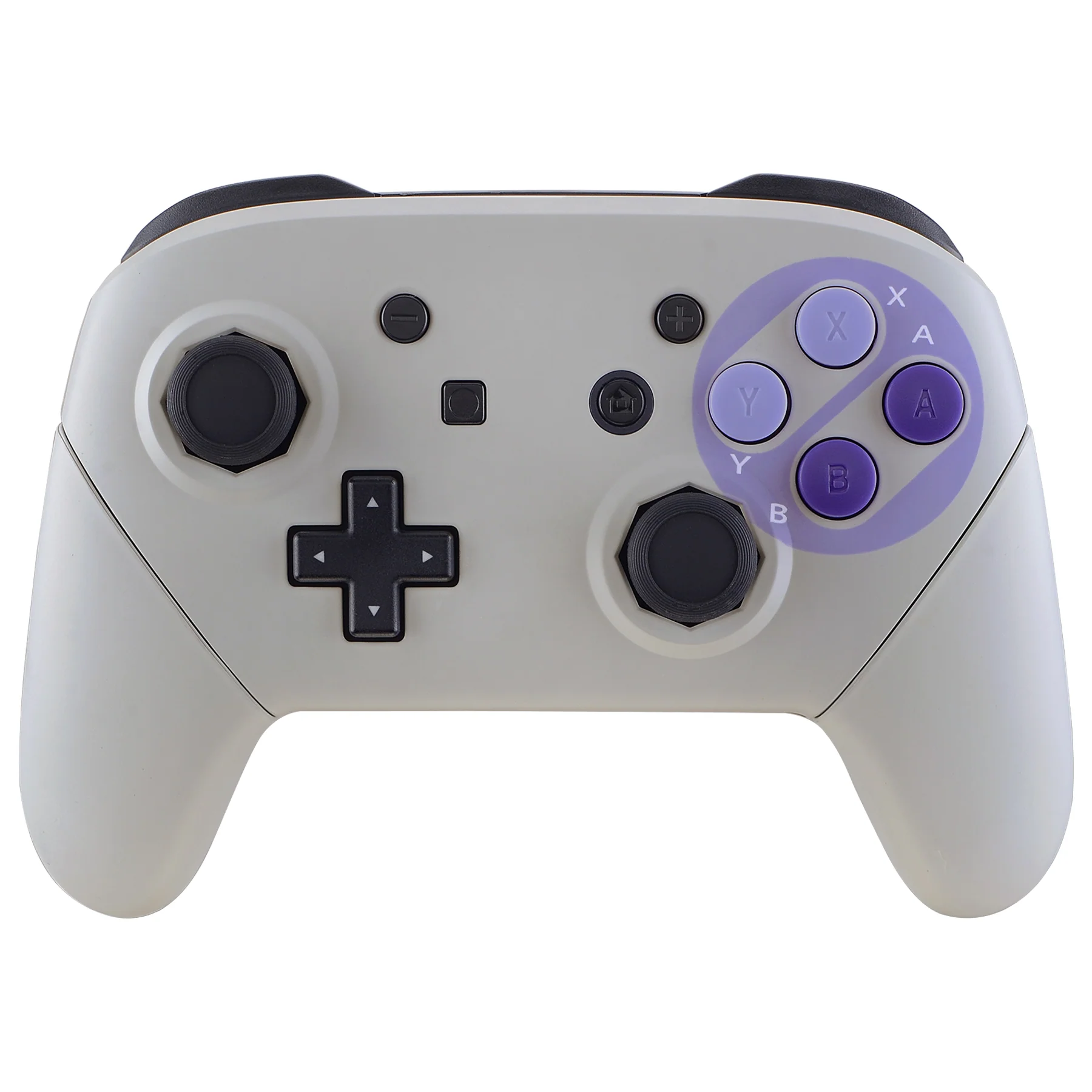 eXtremeRate Octagonal Gated Sticks Design Replacement Full Set Shell Faceplate Backplate Handles with Purple D-pad ABXY Buttons for Nintendo Switch Pro - Classic SNES Style - Image 5