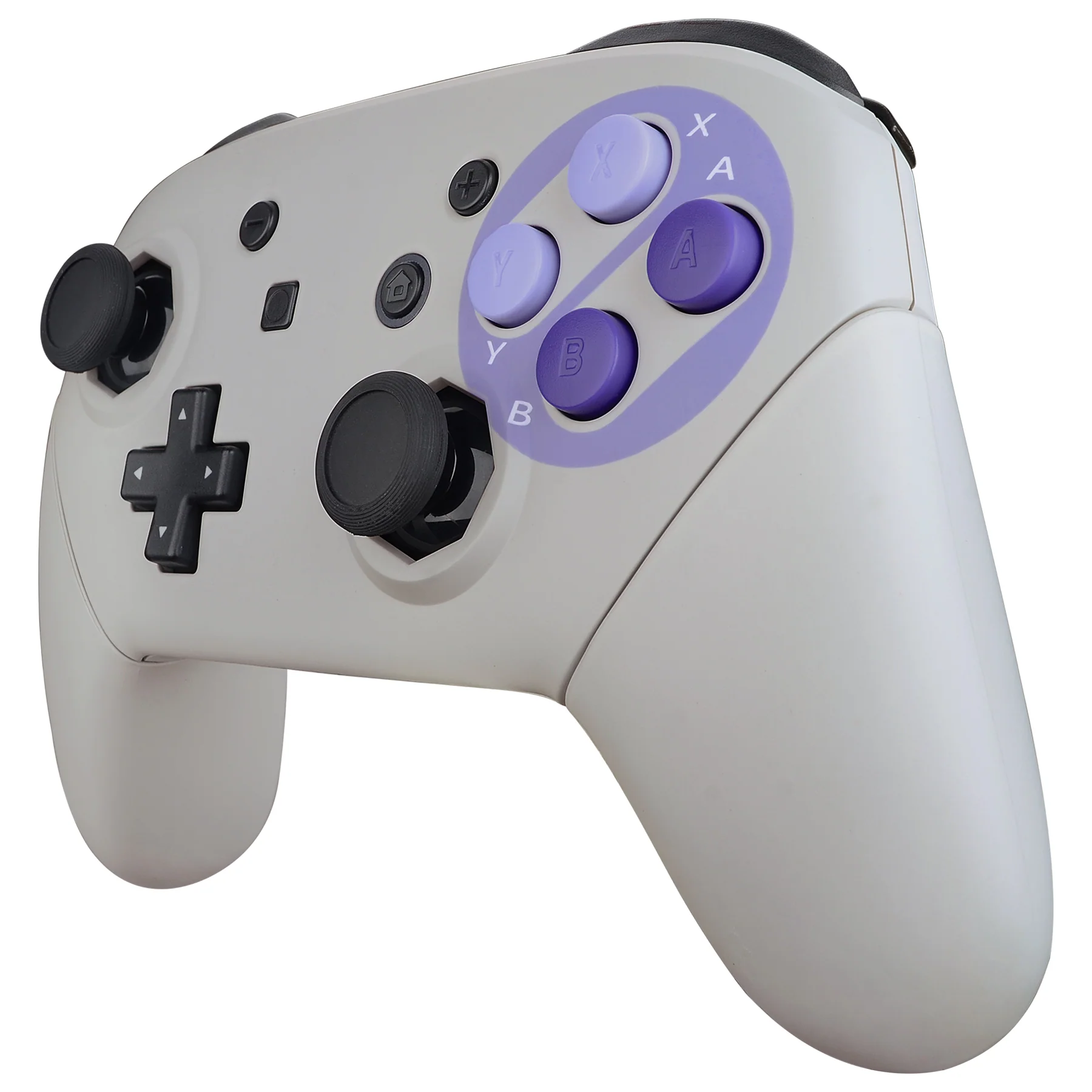 eXtremeRate Octagonal Gated Sticks Design Replacement Full Set Shell Faceplate Backplate Handles with Purple D-pad ABXY Buttons for Nintendo Switch Pro - Classic SNES Style - Image 6