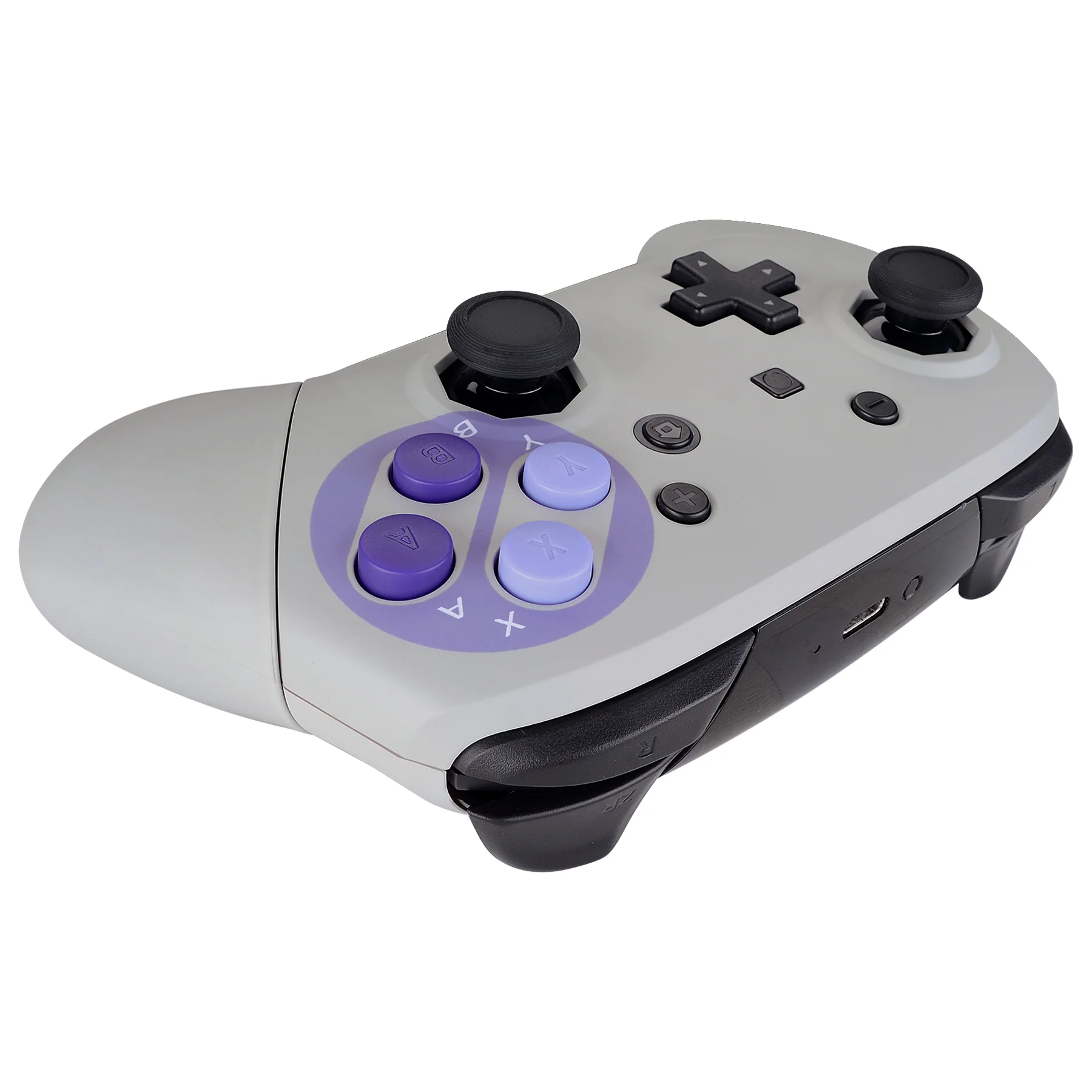 eXtremeRate Octagonal Gated Sticks Design Replacement Full Set Shell Faceplate Backplate Handles with Purple D-pad ABXY Buttons for Nintendo Switch Pro - Classic SNES Style - Image 8