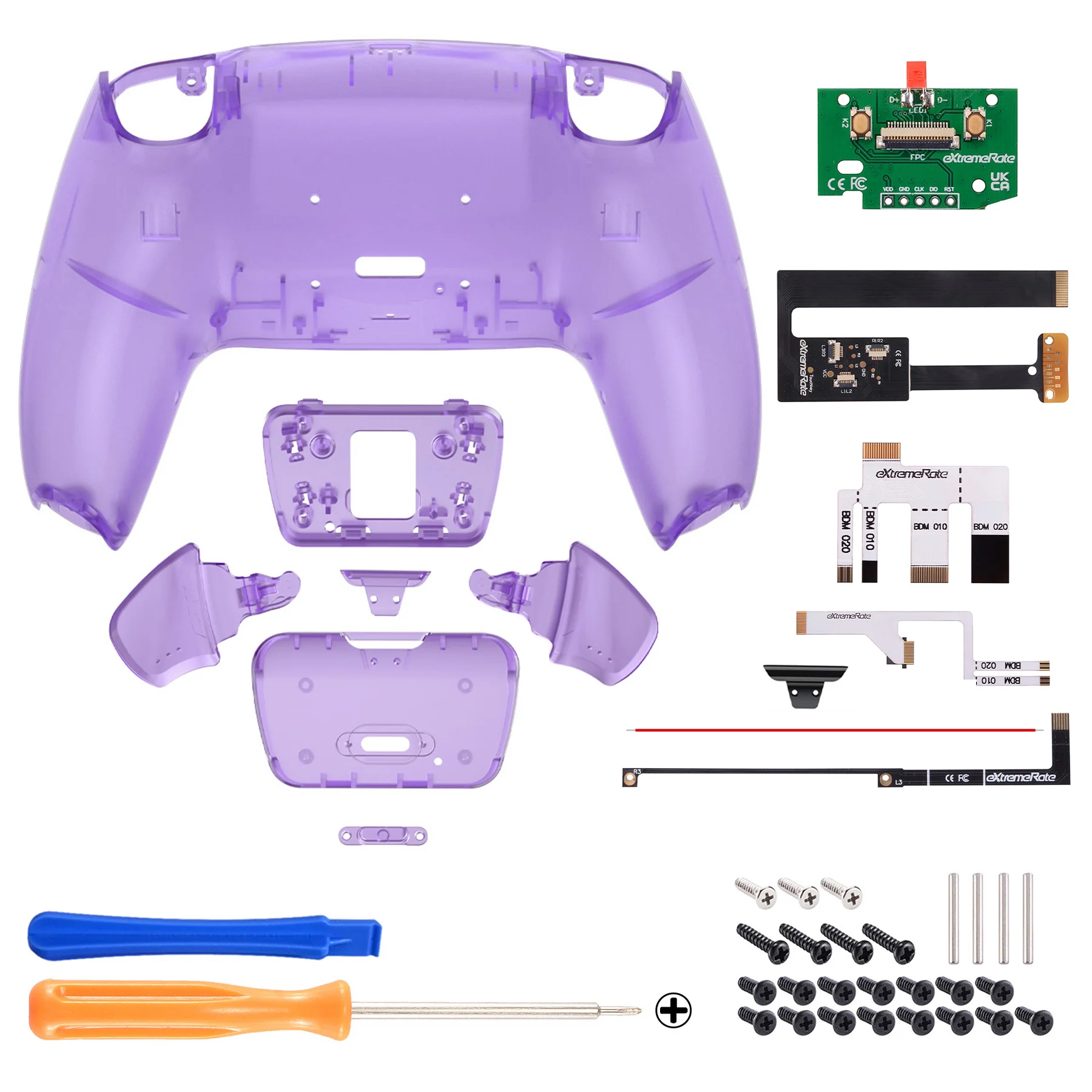 eXtremeRate Remappable Rise 2.0 Remap Kit for PS5 Controller BDM-010 & BDM-020 - Clear Atomic Purple - Image 2