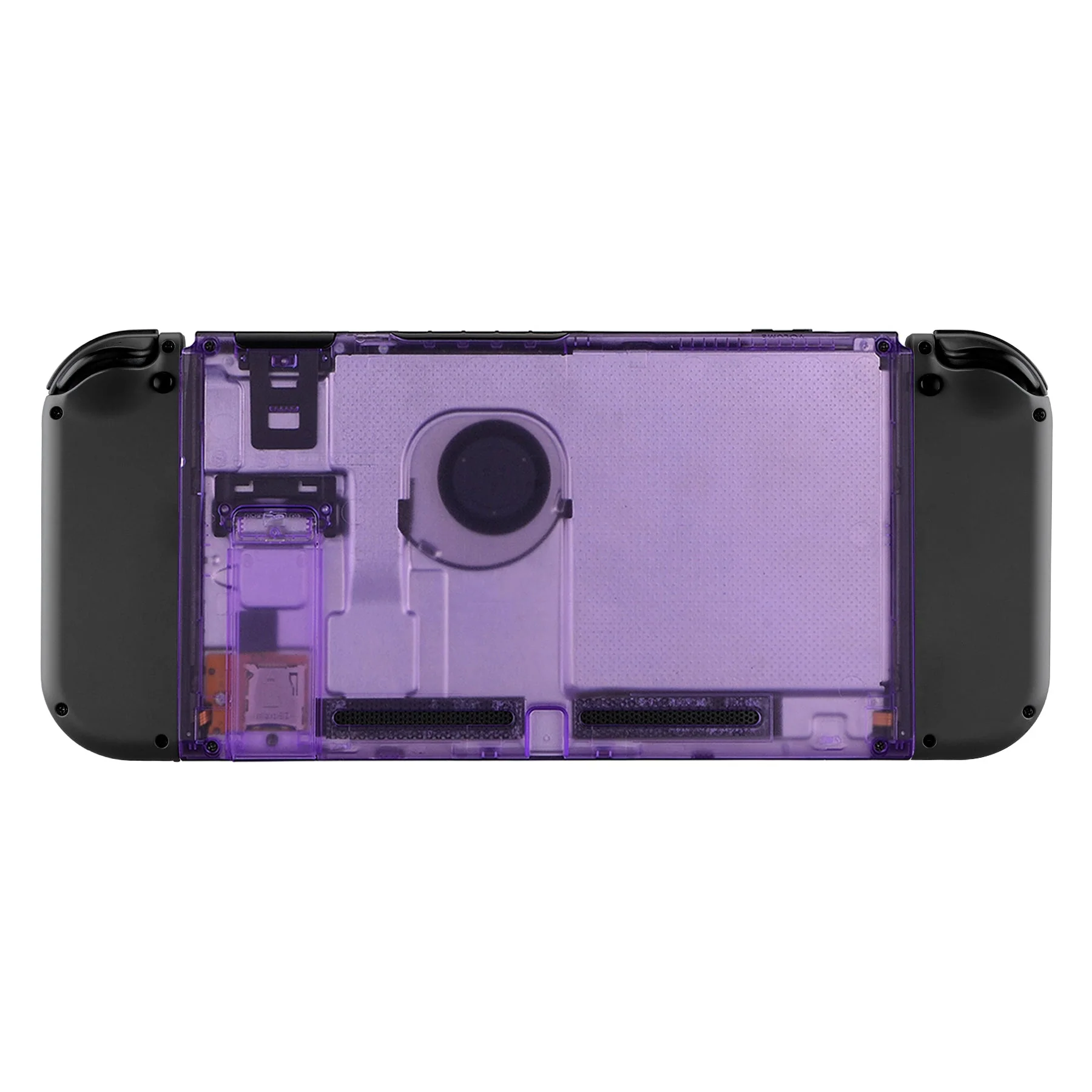 eXtremeRate Replacement Back Plate with Kickstand for Nintendo Switch Console - Clear Atomic Purple - Image 2