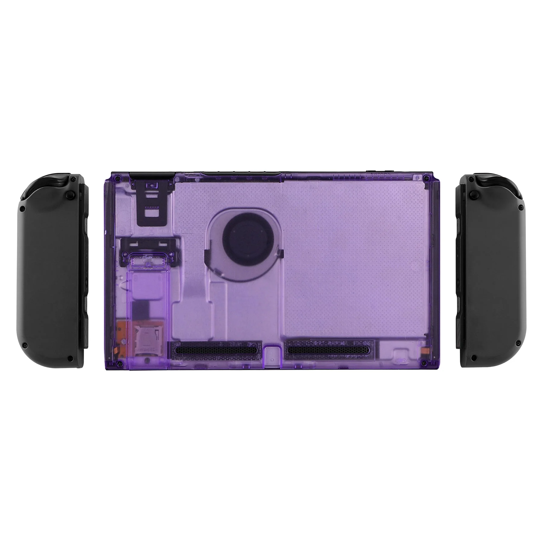 eXtremeRate Replacement Back Plate with Kickstand for Nintendo Switch Console - Clear Atomic Purple - Image 3