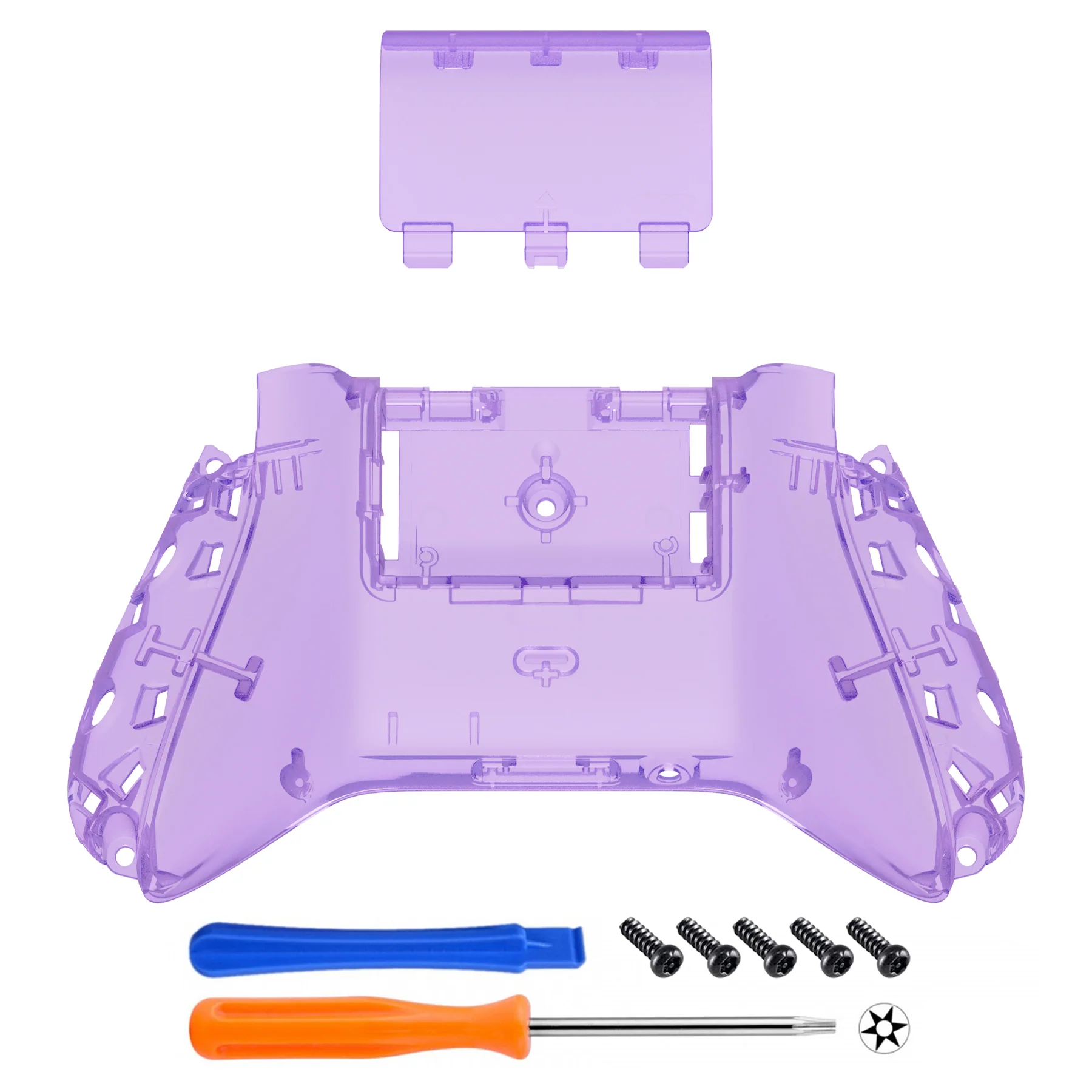 eXtremeRate Replacement Bottom Shell with Battery Cover for Xbox Series X & S Controller - Clear Atomic Purple - Image 2