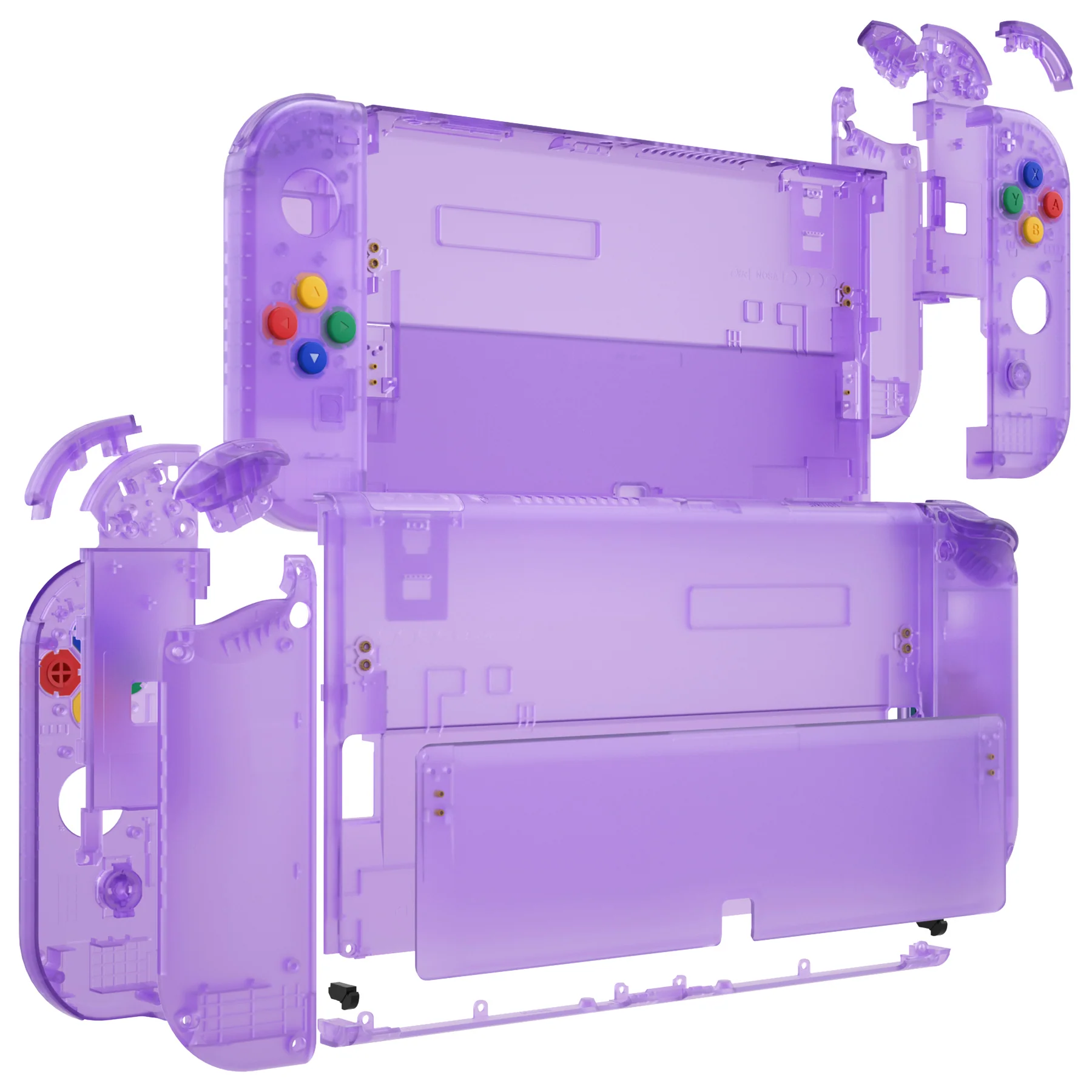 eXtremeRate Custom Replacement Full Set Shell with Buttons for Nintendo Switch OLED - Clear Atomic Purple - Image 10