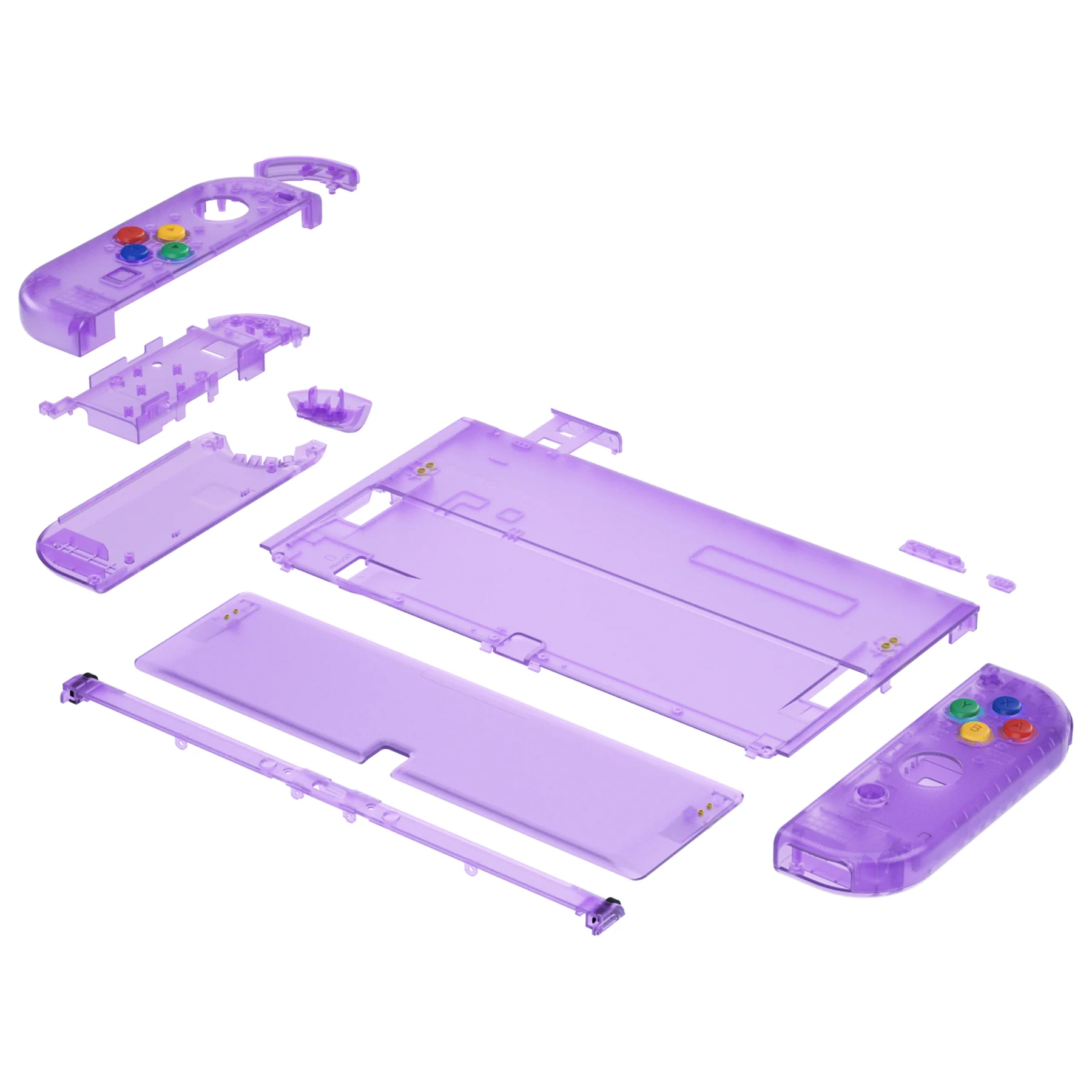 eXtremeRate Custom Replacement Full Set Shell with Buttons for Nintendo Switch OLED - Clear Atomic Purple - Image 12
