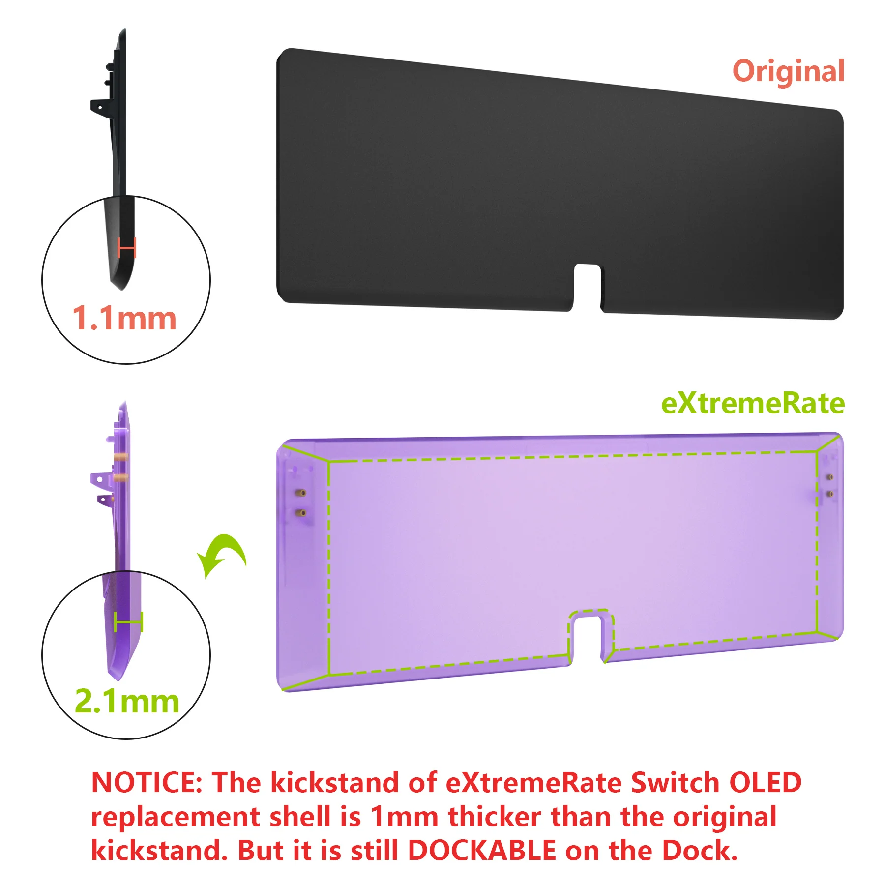 eXtremeRate Custom Replacement Full Set Shell with Buttons for Nintendo Switch OLED - Clear Atomic Purple - Image 13