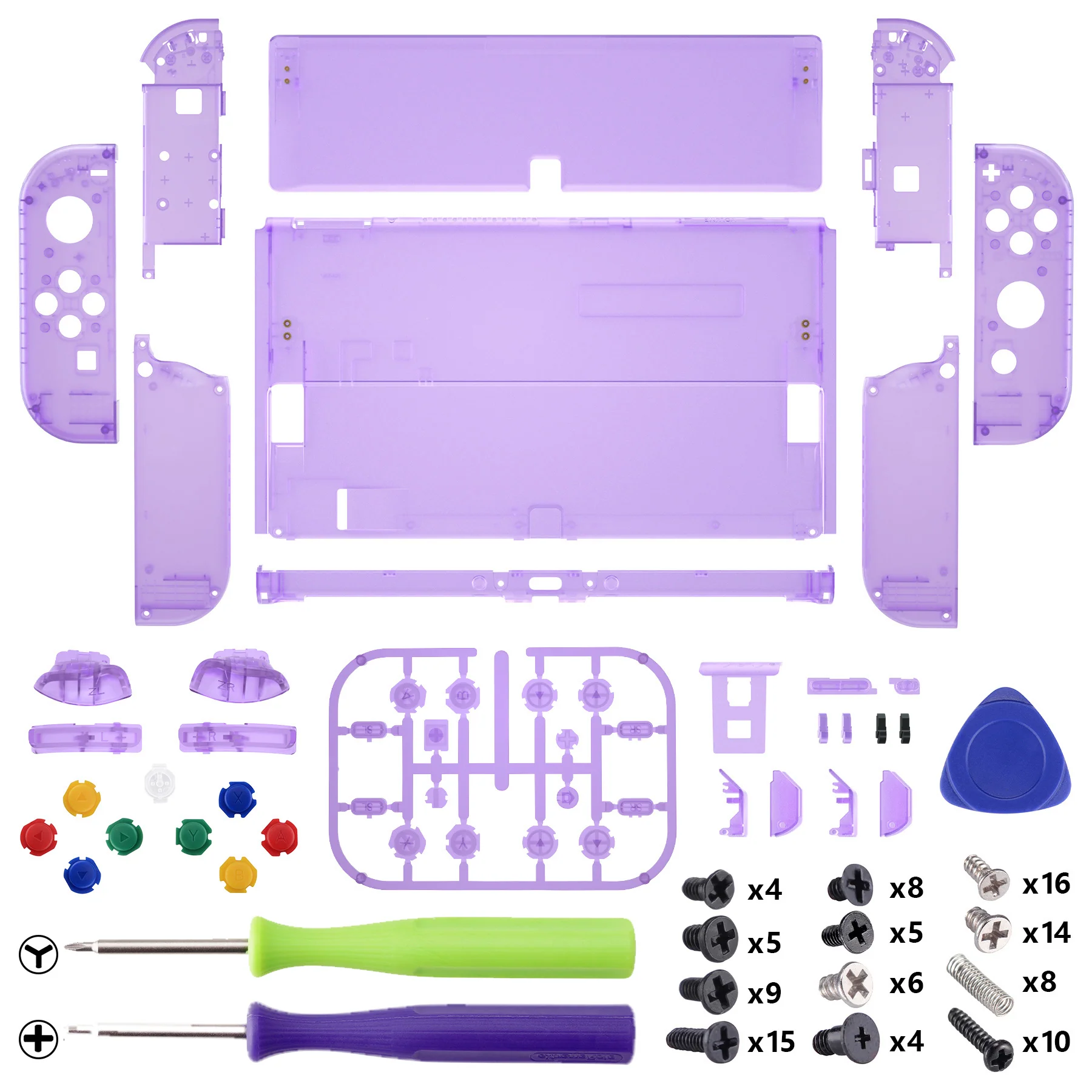 eXtremeRate Custom Replacement Full Set Shell with Buttons for Nintendo Switch OLED - Clear Atomic Purple - Image 2