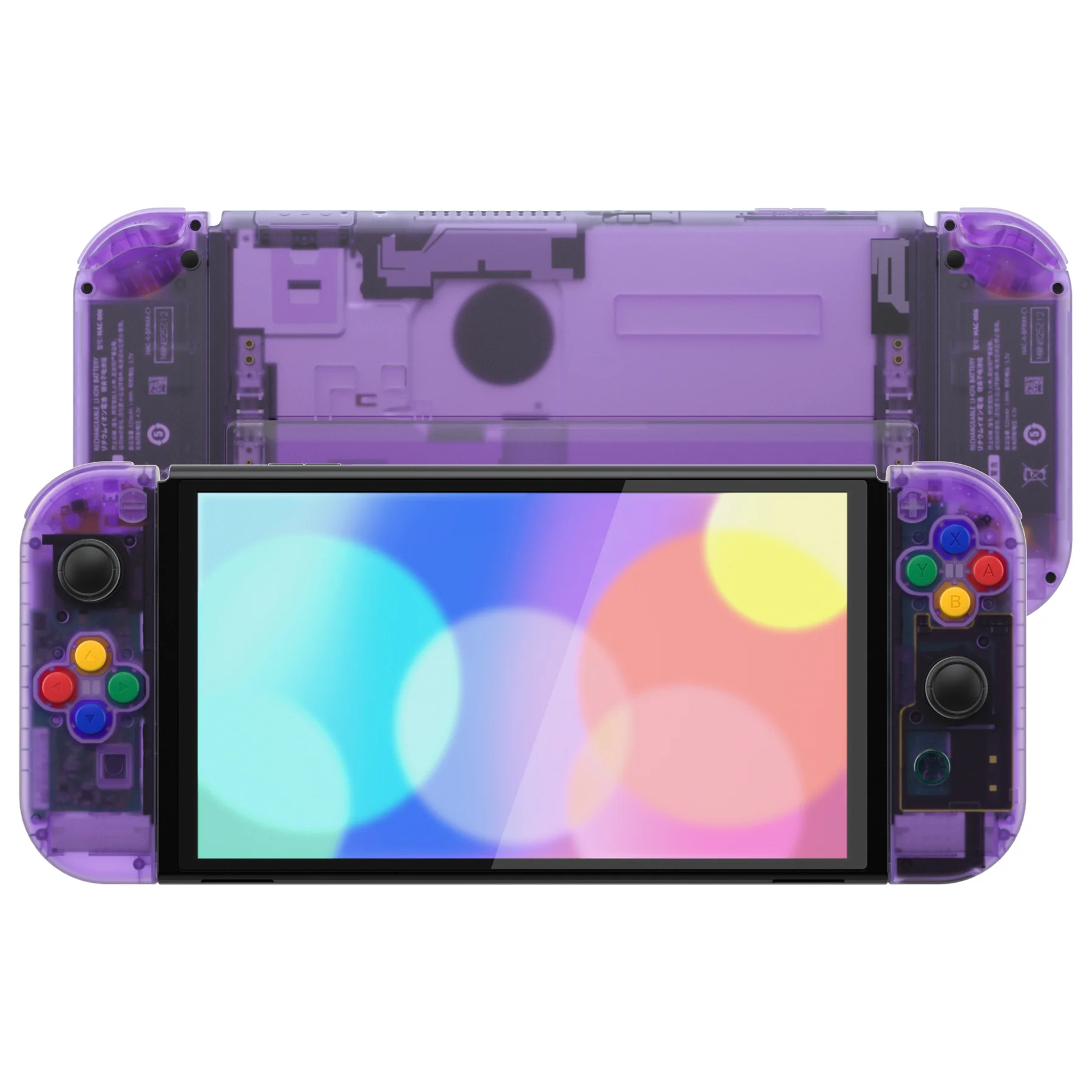 eXtremeRate Custom Replacement Full Set Shell with Buttons for Nintendo Switch OLED - Clear Atomic Purple - Image 4