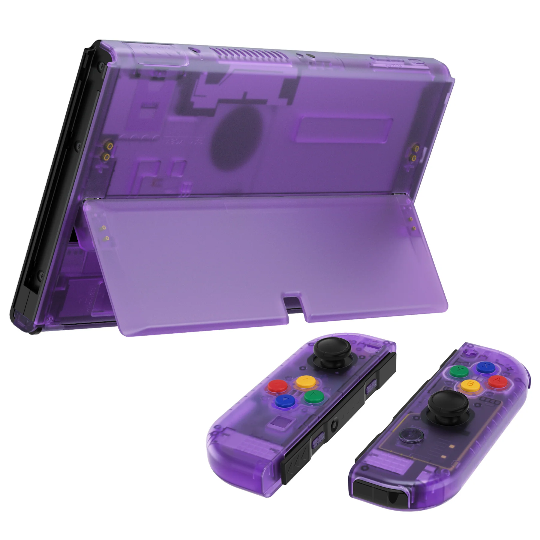 eXtremeRate Custom Replacement Full Set Shell with Buttons for Nintendo Switch OLED - Clear Atomic Purple - Image 7
