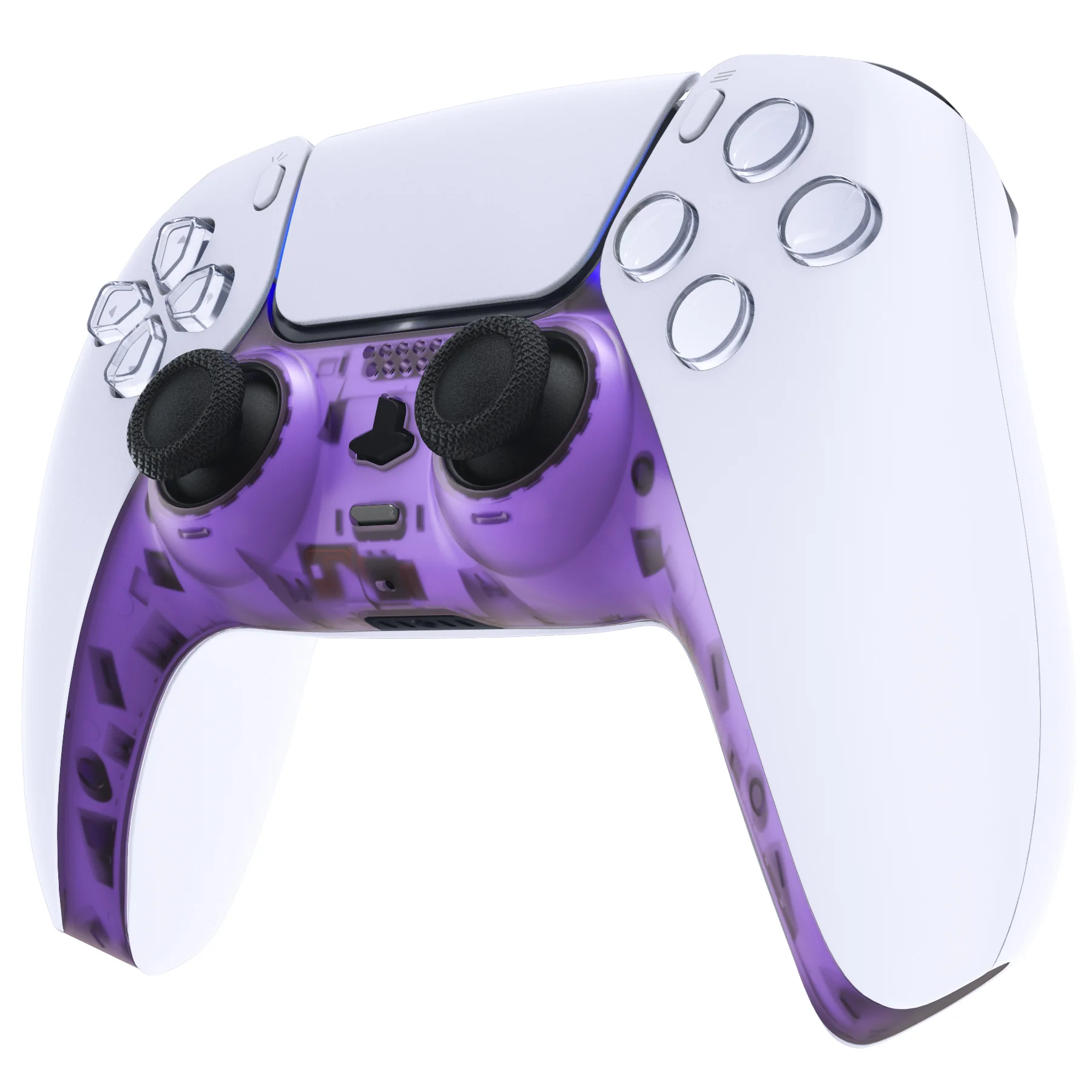 eXtremeRate Replacement Decorative Trim Shell with Accent Rings Compatible with PS5 Controller BDM-010/020/030/040/050 - Clear Atomic Purple - Image 4