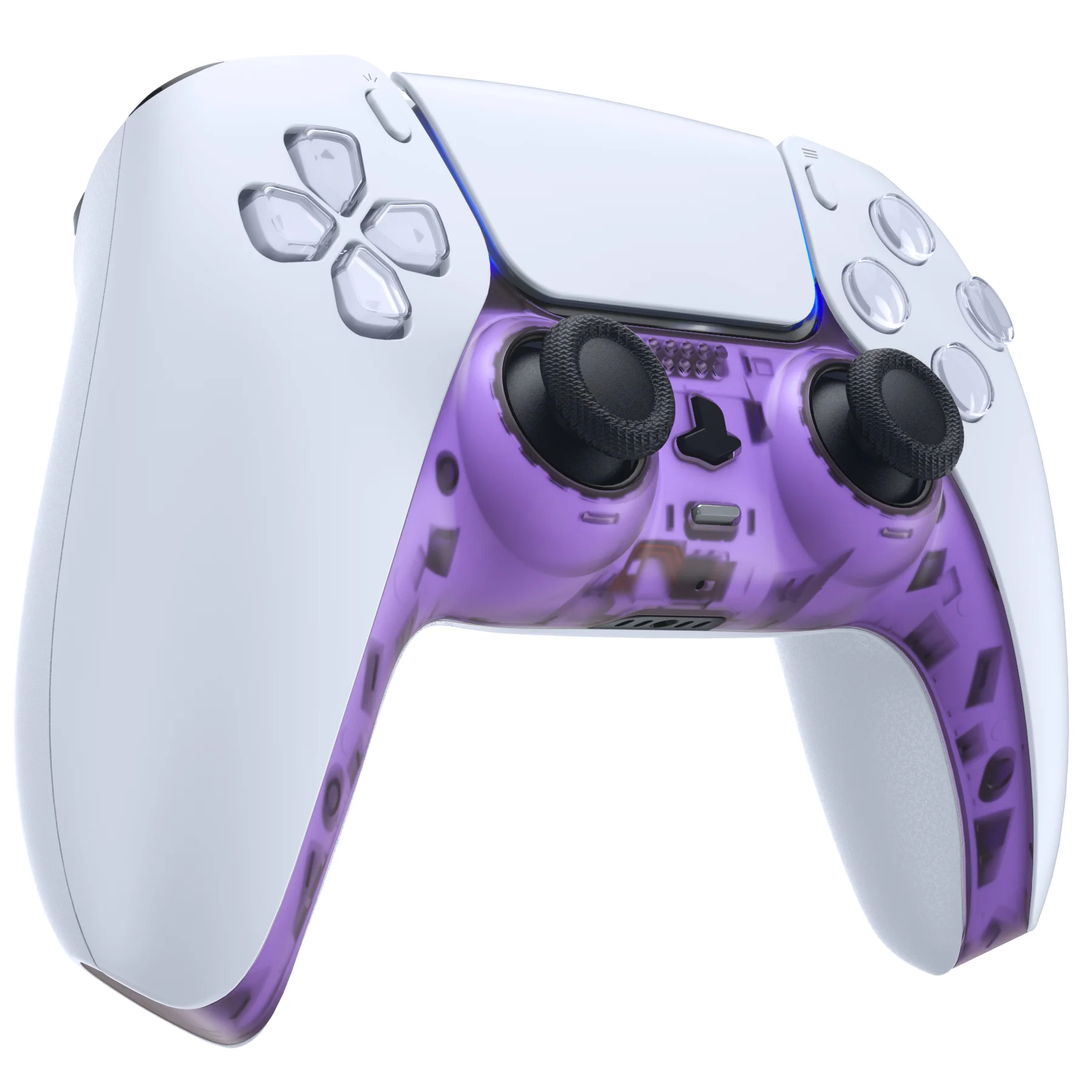 eXtremeRate Replacement Decorative Trim Shell with Accent Rings Compatible with PS5 Controller BDM-010/020/030/040/050 - Clear Atomic Purple - Image 5