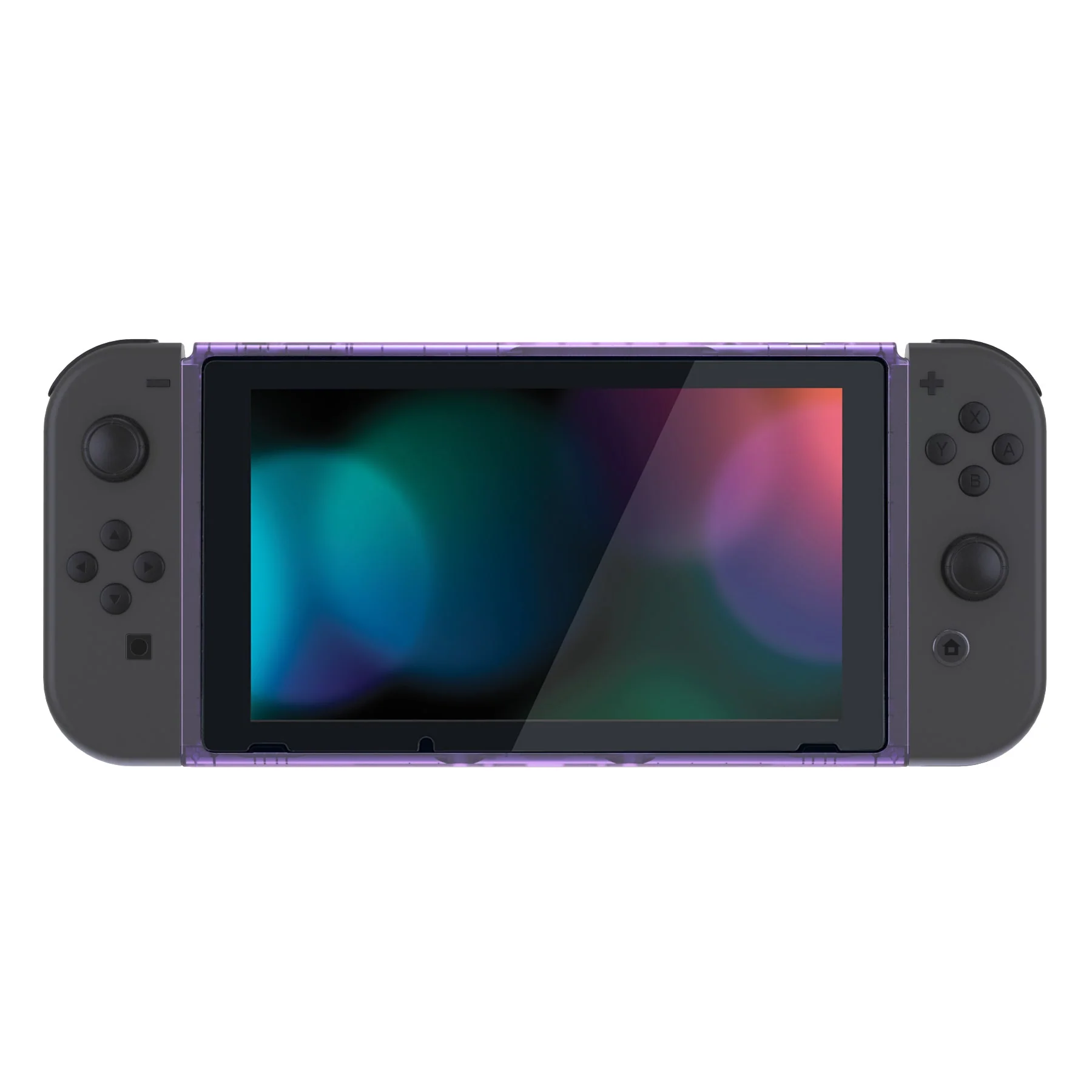 eXtremeRate DIY Replacement Housing Shell Front Frame with Volume Up Down Power Buttons for NS Switch Console - Clear Atomic Purple - Image 3