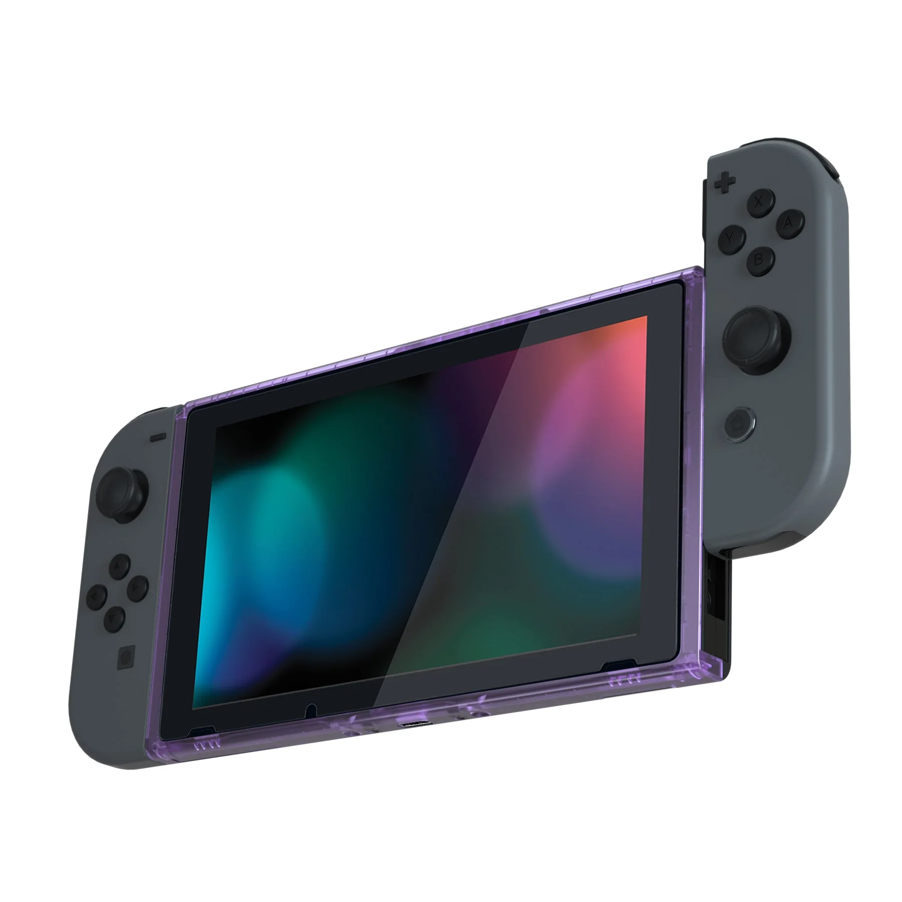 eXtremeRate DIY Replacement Housing Shell Front Frame with Volume Up Down Power Buttons for NS Switch Console - Clear Atomic Purple - Image 5
