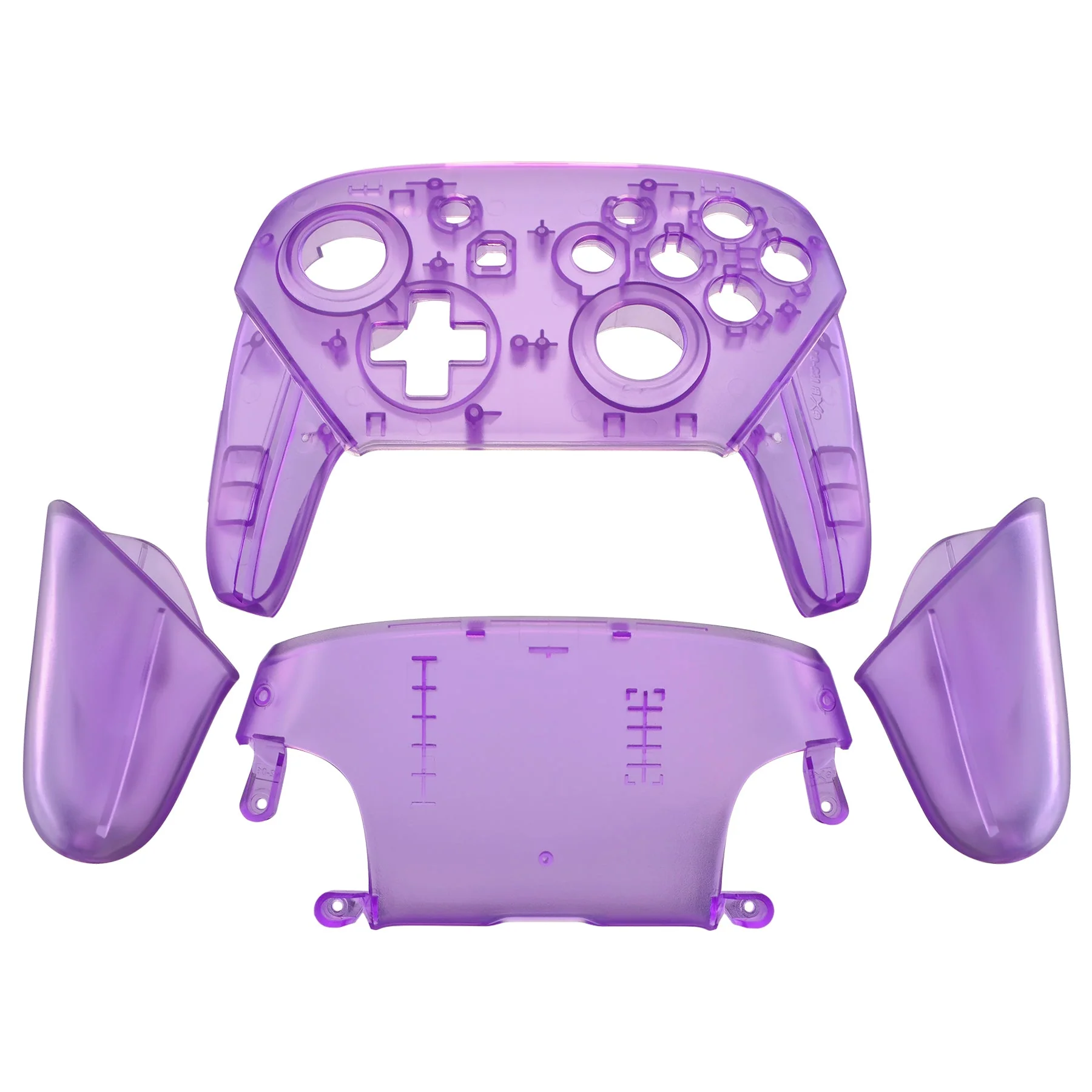 eXtremeRate Replacement Full Set Shell Faceplate Backplate Handles for Nintendo Switch Pro - Clear Atomic Purple - Image 2